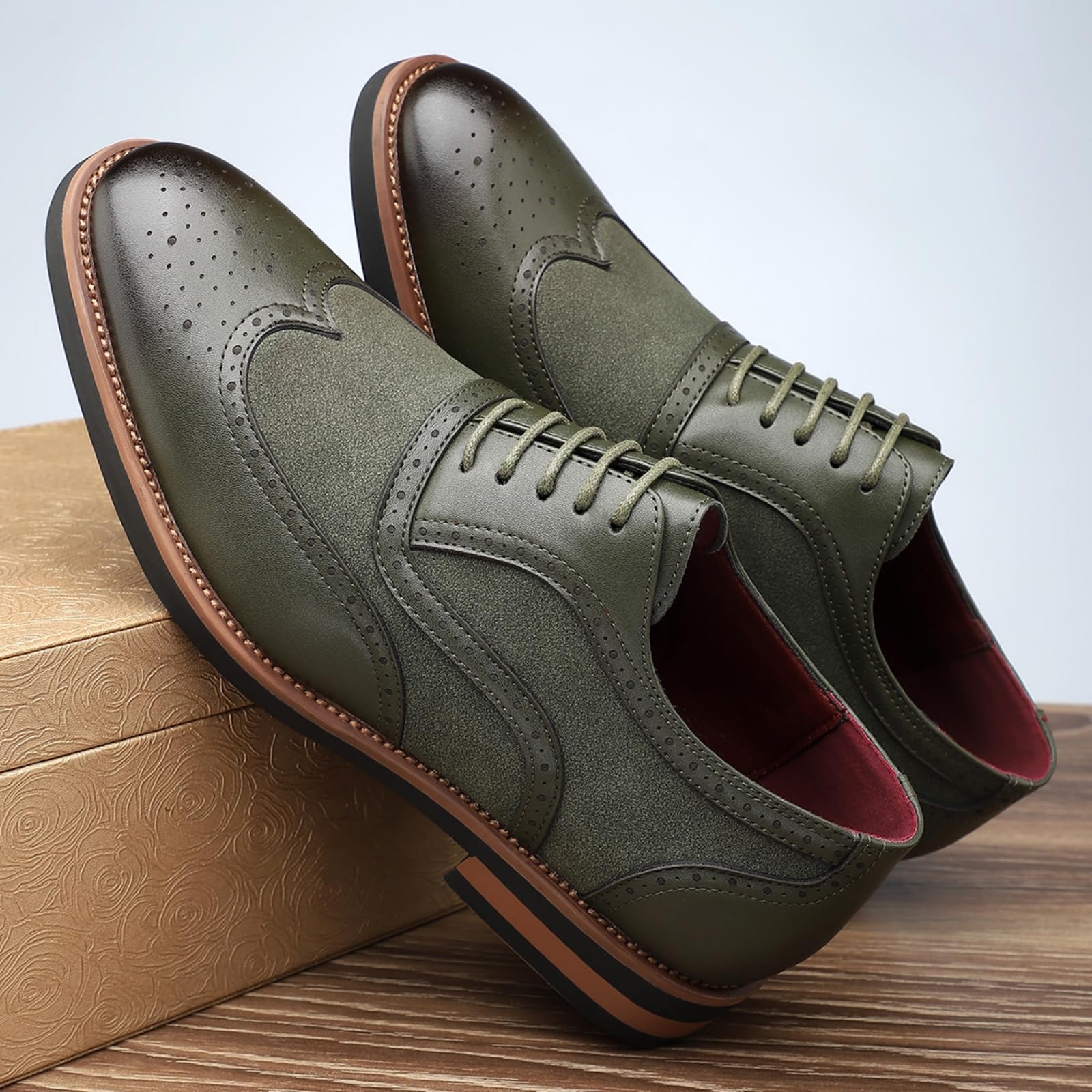 Hixingo Scarpe Stringate Uomo in Pelle | Scarpe Eleganti da Abito comoda Design classico ideale per ufficio, lavoro, matrimoni, cerimonie ed eventi formali