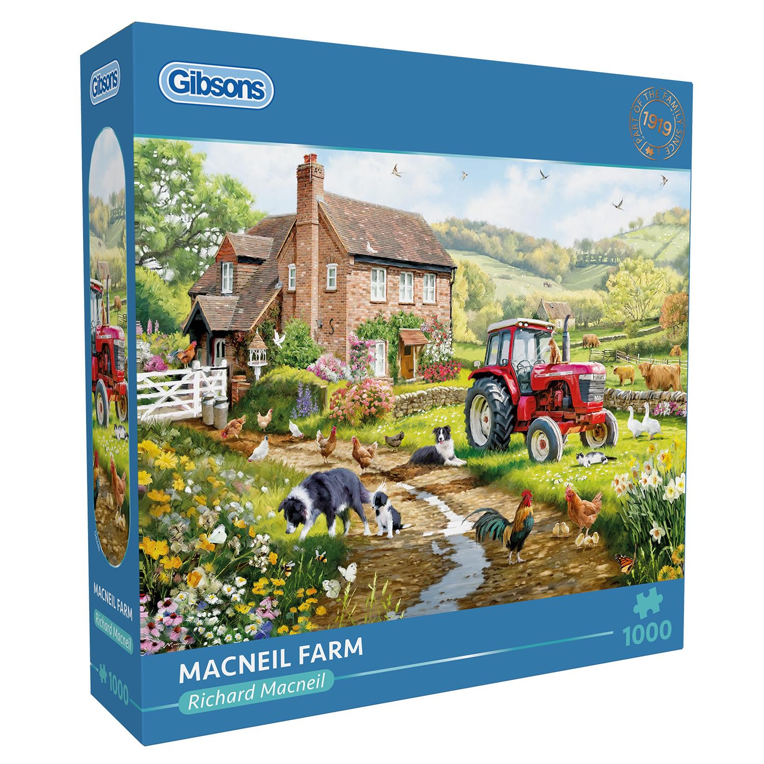 Gibsons Macneil Farm Puzzle de 1000 pièces pour adultes – Scène de campagne traditionnelle par Richard Macneil – Œuvre d'art de la vie de ferme et d'animaux – Puzzle durable de qualité supérieure