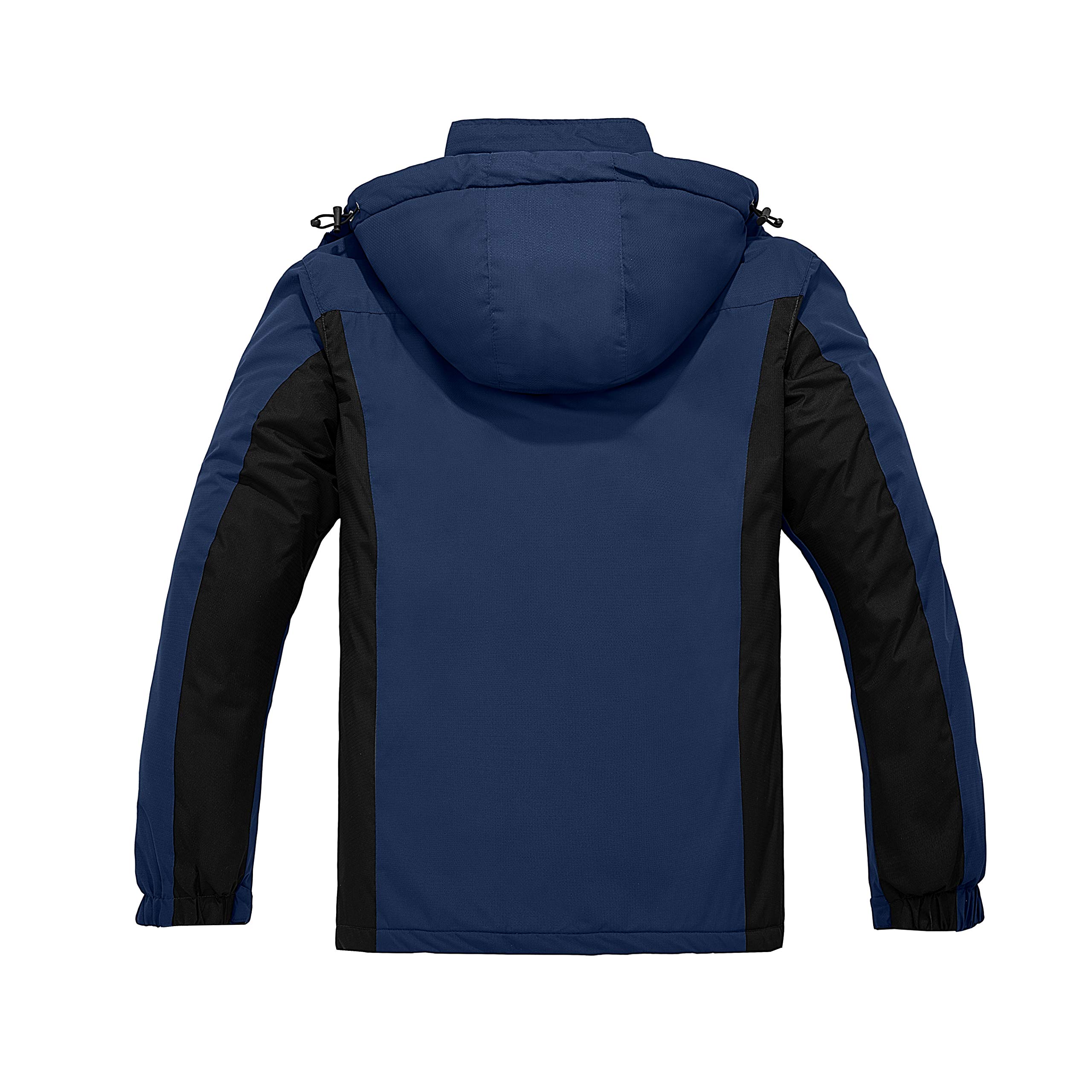 Wantdo Chaqueta de Esquí Impermeable Montaña Aislada con Vellón Cálida Invierno Snowboard Parka Nieve Capucha Hombre Azul Oscuro Large