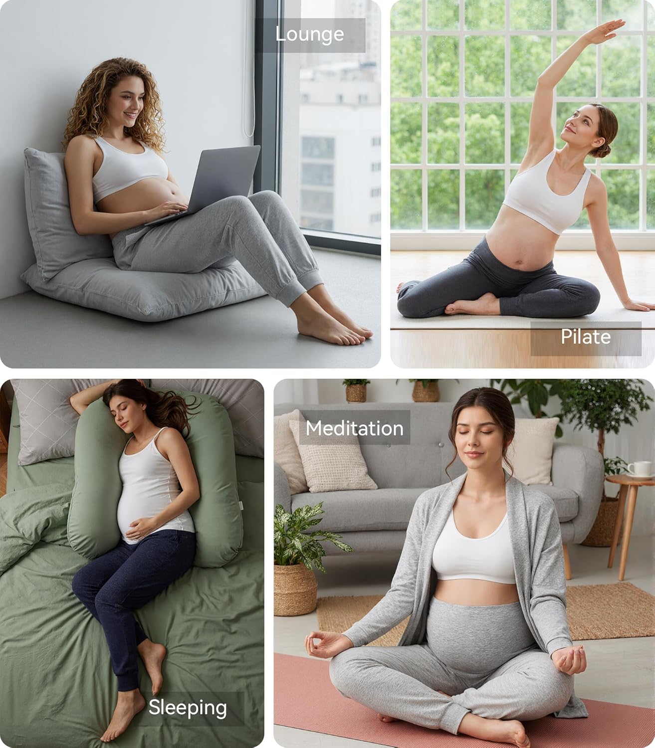Maternity Pants for Women Bamboo Viscose Over The Belly Joggers with Pockets Soft Pregnancy Lounge Bottom S-XXL - Image 2