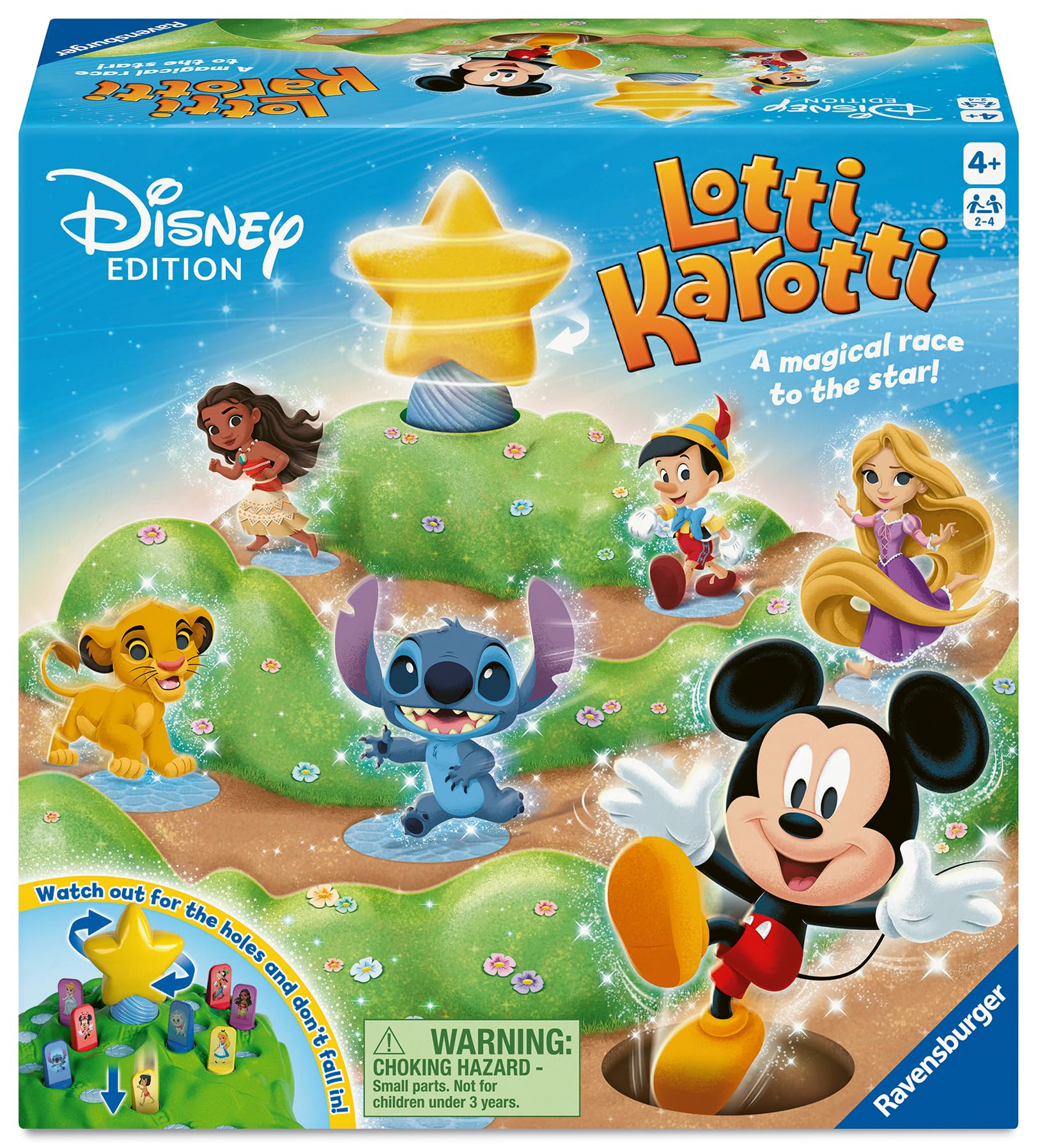 Ravensburger 24875 - Funny Bunny Disney Edition, Adaption des bekannten Spieleklassikers mit Disney-Charakteren, unterhaltsames Rennspiel für 2 bis 4 Kinder ab 4 Jahren