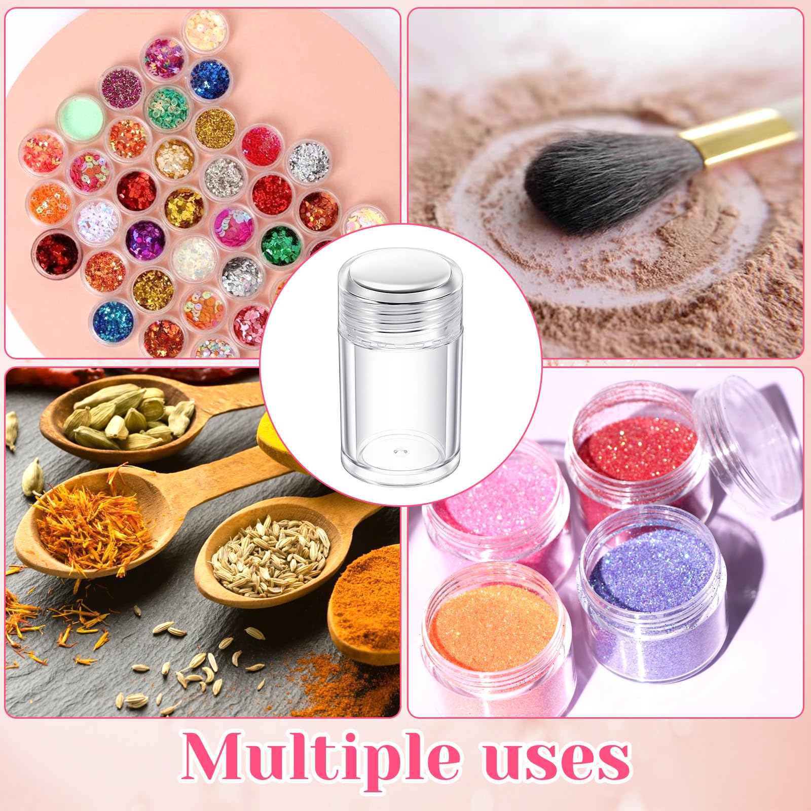 8 Pack 10ml Jars Empty Makeup Containers, 12 Holes Sifter Clear Empty Cosmetic Seasoning Bottle - Image 4