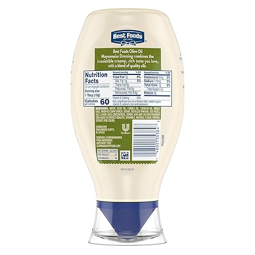 Miniatura 17 de Best Foods Botella de mayonesa ligera para apretar, paquete de 12 unidades para untar cremoso sándwich o condimento hecho con huevos 100% sin