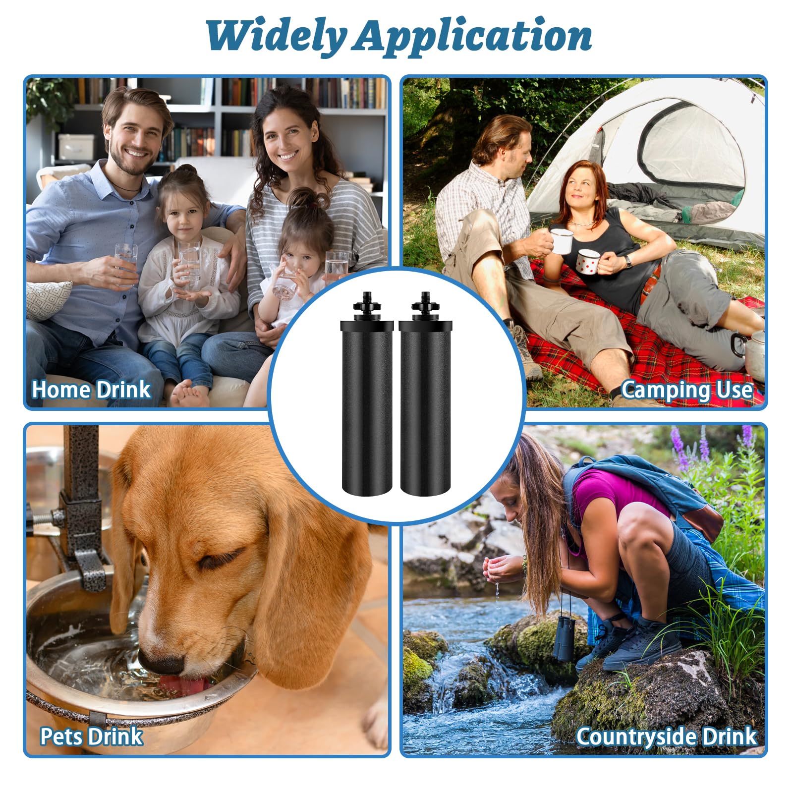 Elemento de filtro de agua de repuesto para Berkey, elementos de filtro de carbón activado negro que reducen la mayor contaminación, compatible con filtros de agua alimentados por gravedad Berkey