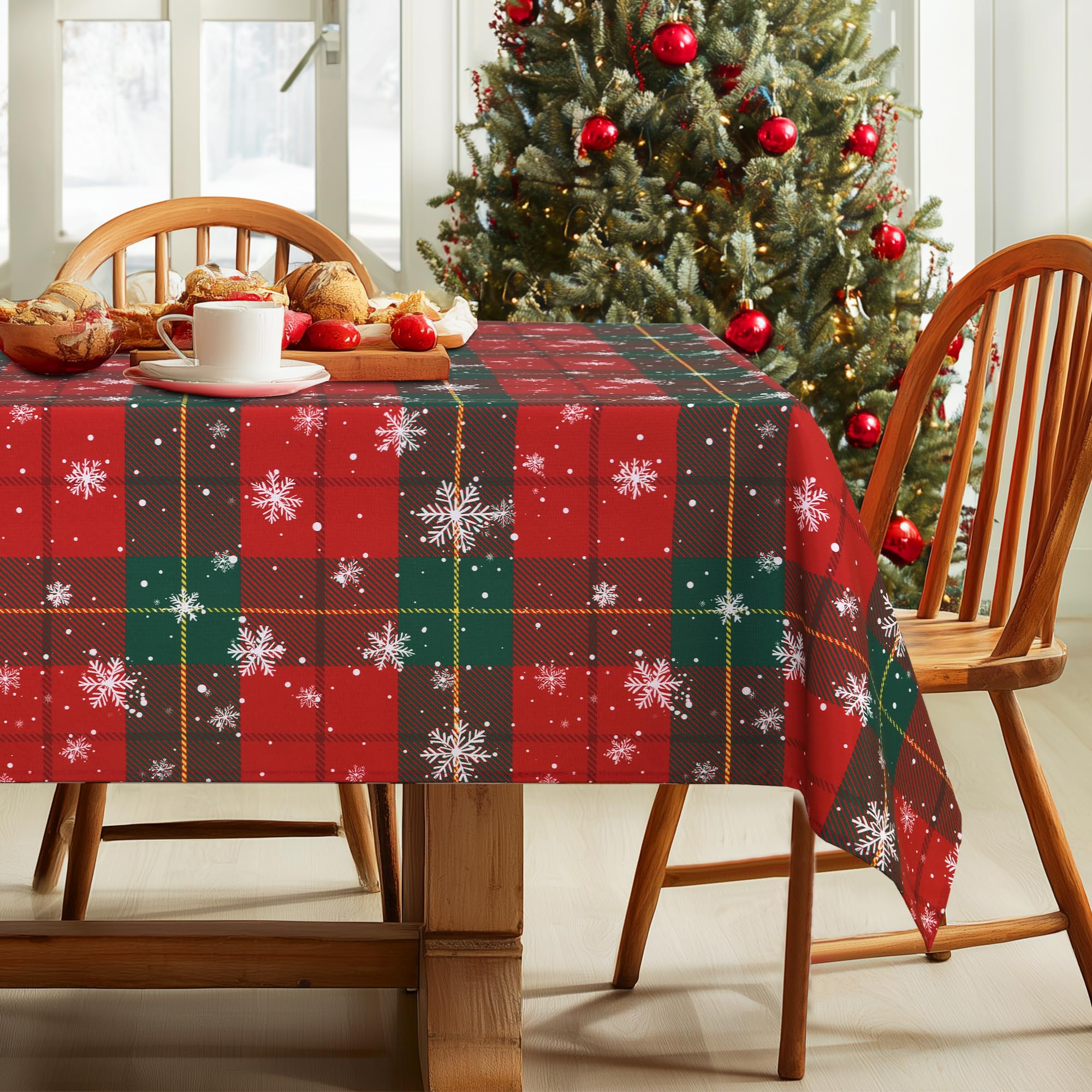 DWCN Christmas Table Cloth Gingham Tablecloth Wipeable Red-green,140x200cm โ image 1