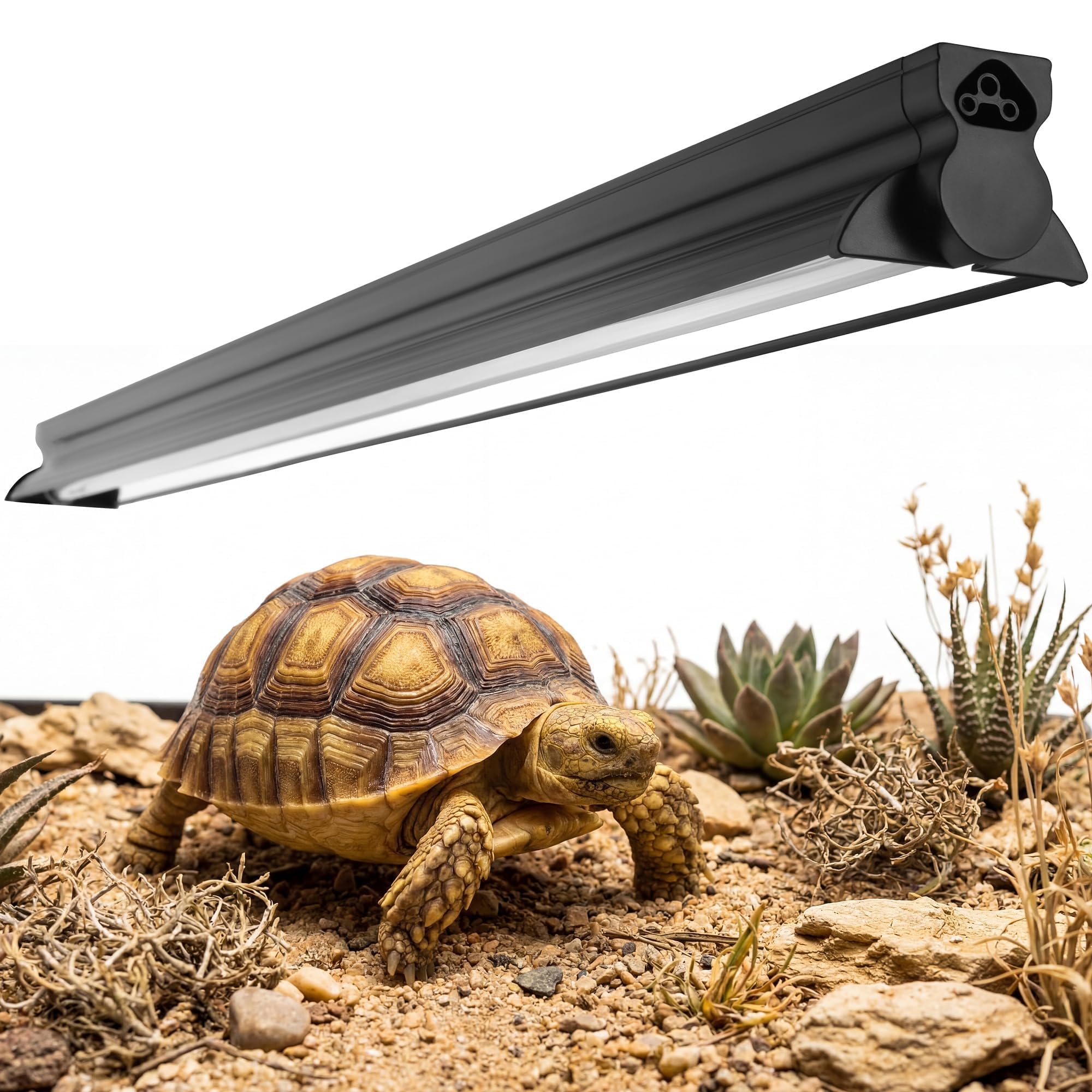 T5 HO - Kit di luci per rettili UVB da 87,6 cm con tubo UVB da 21 W 10,0, adatto per rettili del deserto, comprese le tartarughe solcata giovanili