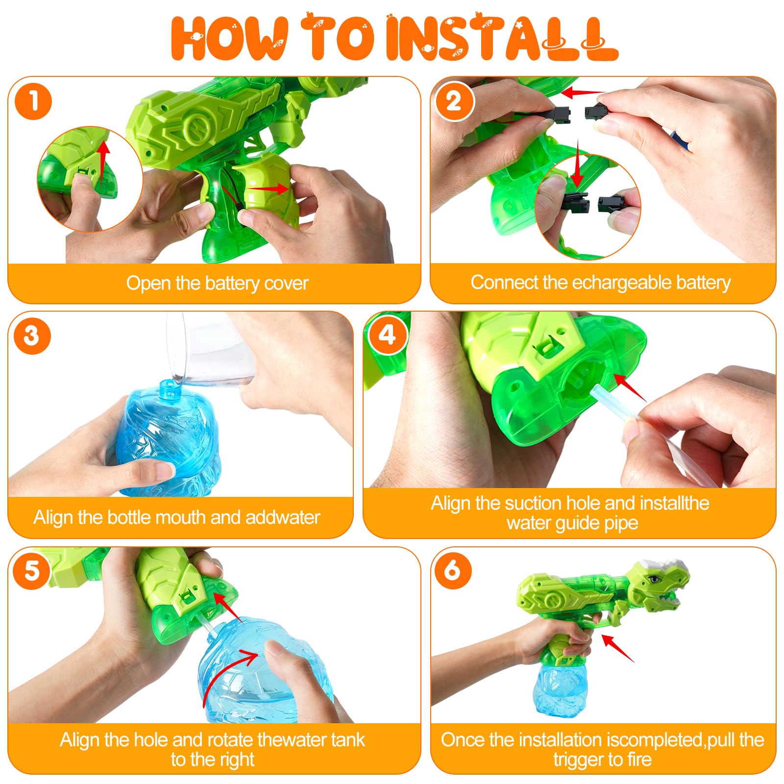 2 Pezzi Pistola ad Acqua Elettrica Per Bambini, Pistole ad Acqua con luci ed Effetti Sonori, Portata di 7-8M Electric Water Gun Giocattolo Blaster ad Acqua per Feste Estive Giardino Piscina Spiaggia