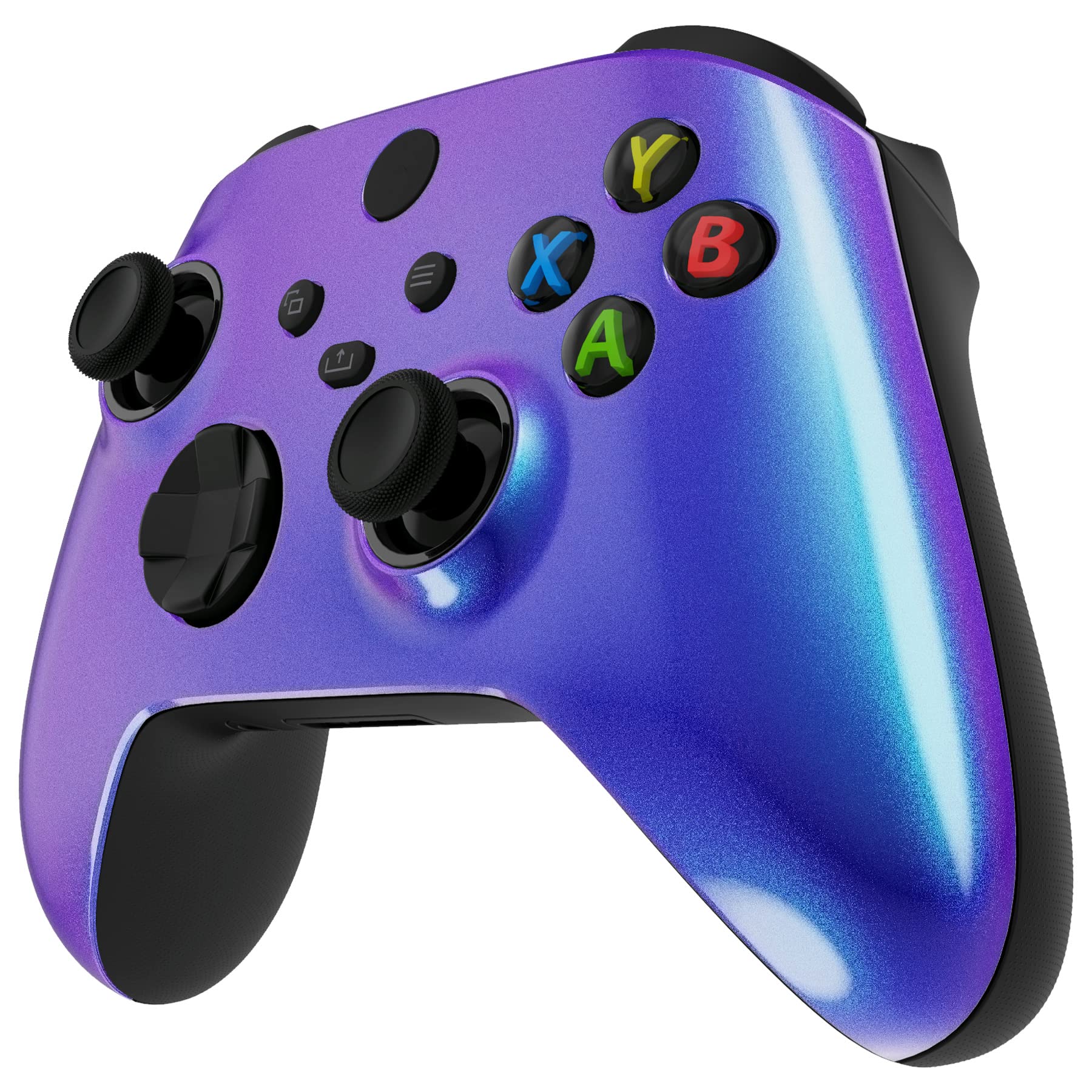 eXtremeRate FaceMag Coque Avant de Remplacement Magnétique pour Xbox Series X/S Manette, Coque Avant avec Anneaux pour Xbox Series X/S/Core Modèle 1914 - Manette Non Incluse - Caméléon Bleu Violet