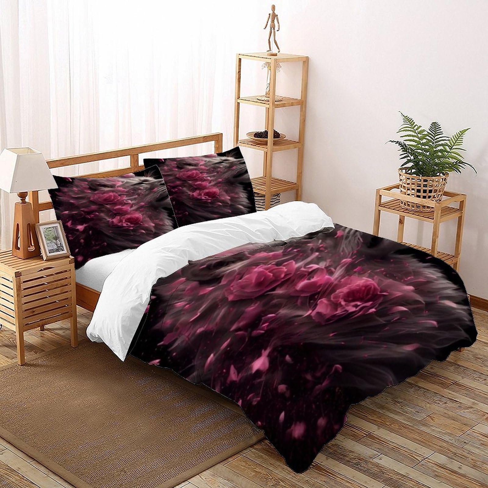 Parure de couette pink lion antiallergique grand format 260x220cm pour un lit sans plis