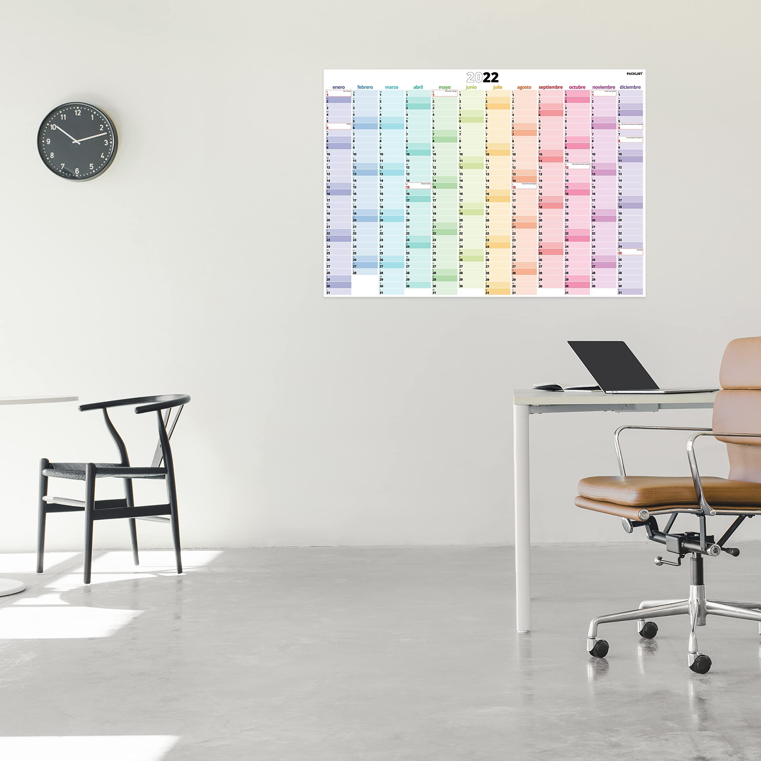 Calendario De Pared 2026 Tamaño A1 - Planificador Anual Grande Con Festivos UK, Ideal Para Hogar, Oficina O Estudios (Estilo Elegante)