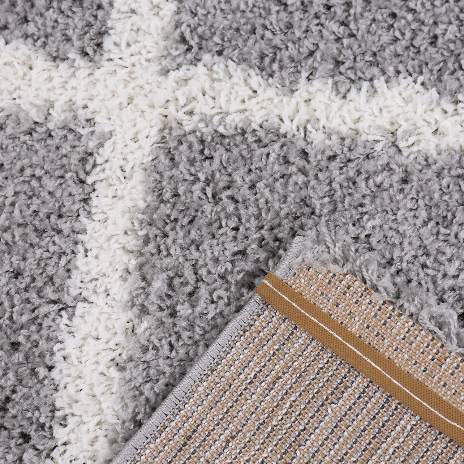 Hochflor Teppich Wohnzimmer Shaggy weich modern Rauten Muster Grau Anthrazit Creme Schwarz Rot Lila Beige, Farbe:Grau, Maße:160x220 cm