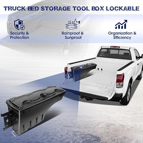 Miniatura 4 de Caja de herramientas de almacenamiento para caja de camioneta con cerradura, apta para Toyota Tundra 2007-2021, caja de herramientas giratoria,