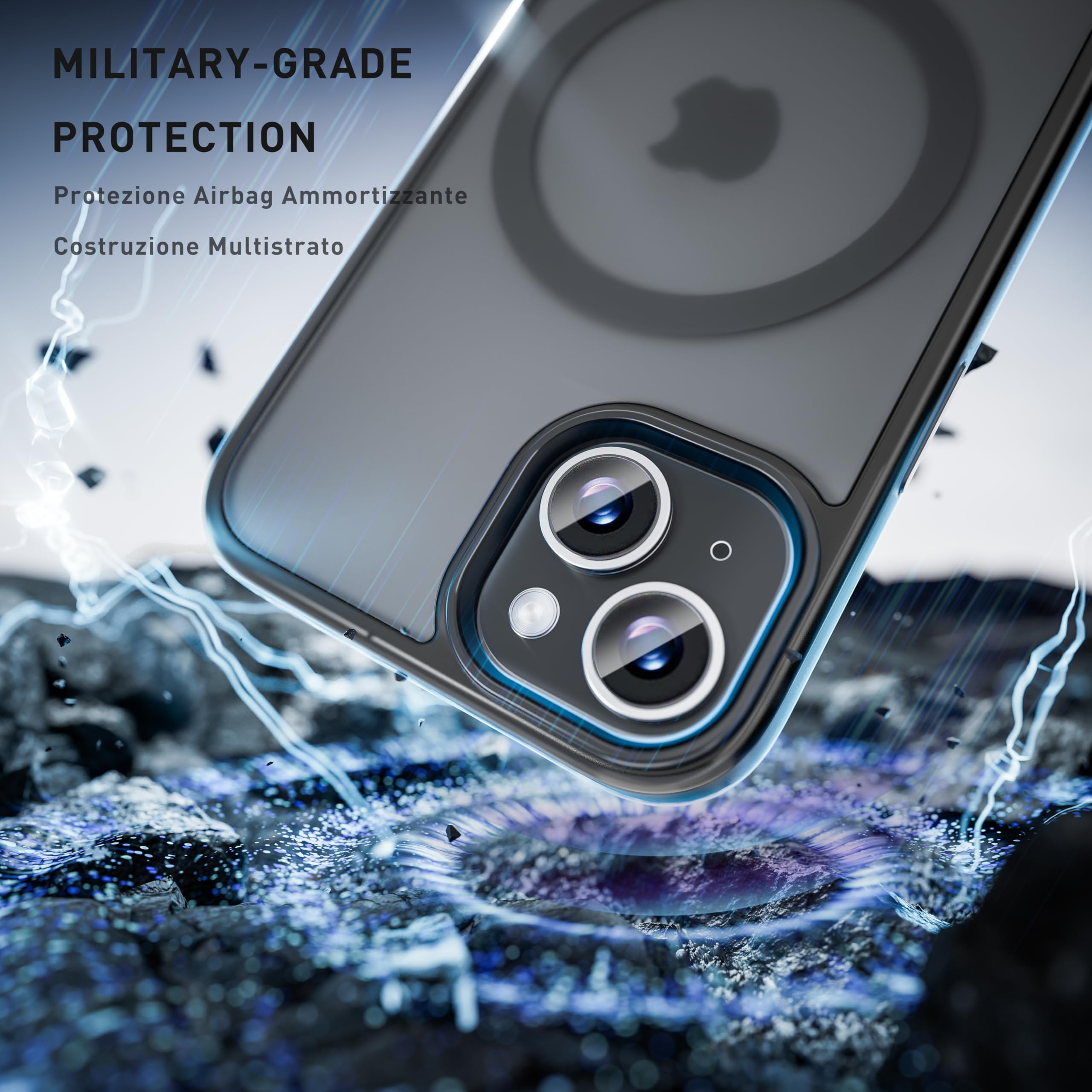 tigratigro Cover Magnetica per iPhone 13 Mini, Compatibile con MagSafe, Custodia Traslucida Opaca Posteriore Sottile Antiurto Protettiva Case, Protezione Antiurto di Grado Militare, Nero
