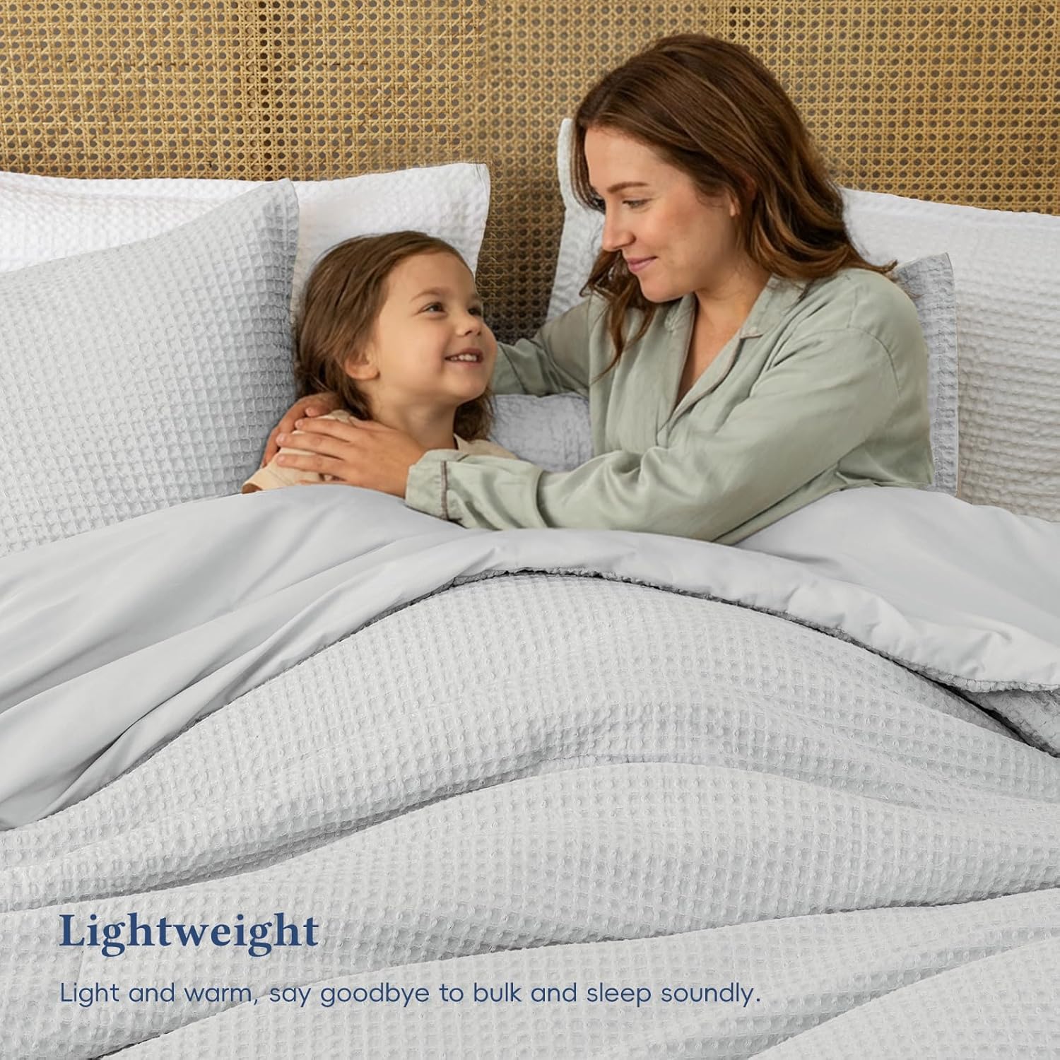 David's Home Waffle Weave Comforter Set 3PCS King Size, Soft Breathable Lightweight Cozy Skin-Friendly Warm for All Season, Elegant Aesthetic Home Decor Bedding Set with Pillow Shams, Light Grey - Image 9