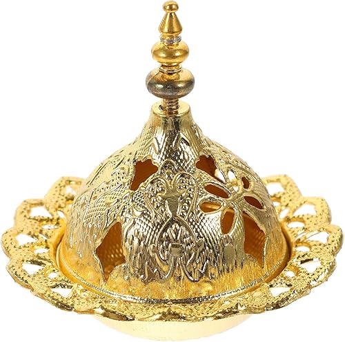 Zerodeko Quemador de incienso vintage dorado Bakhoor carbón quemador de incienso de incienso para decoración del hogar, oficina, dormitorio