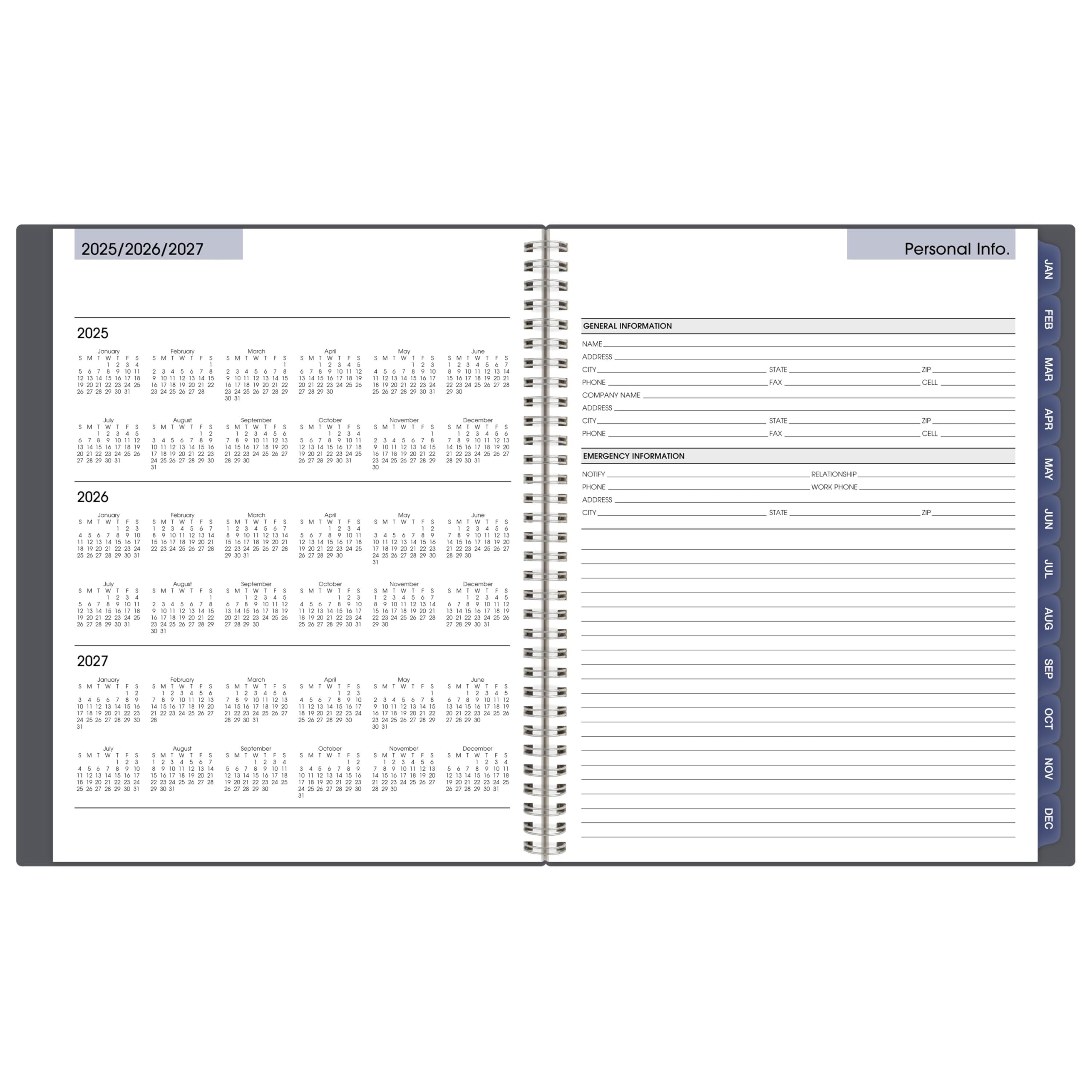 AT-A-GLANCE Agenda 2026, settimanale e mensile, 20,5 x 28 cm, grande, rilegatura a spirale, DayMinder, grigio (GC5450726)