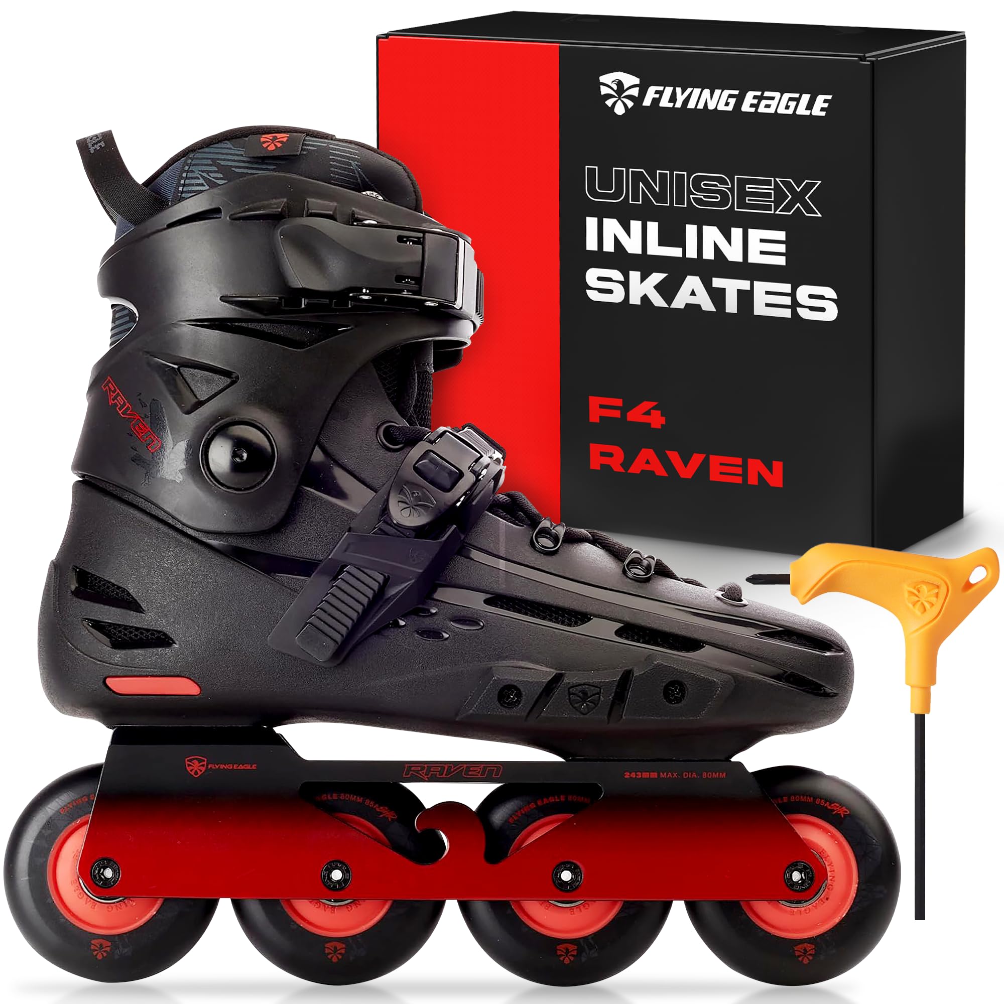 Flying Eagle F4 Raven Freeskate - Adult Inline Skates Men, Inline Speed Skates Men, Inline Roller Skates for Men, Women Inline Skates, Street Inline