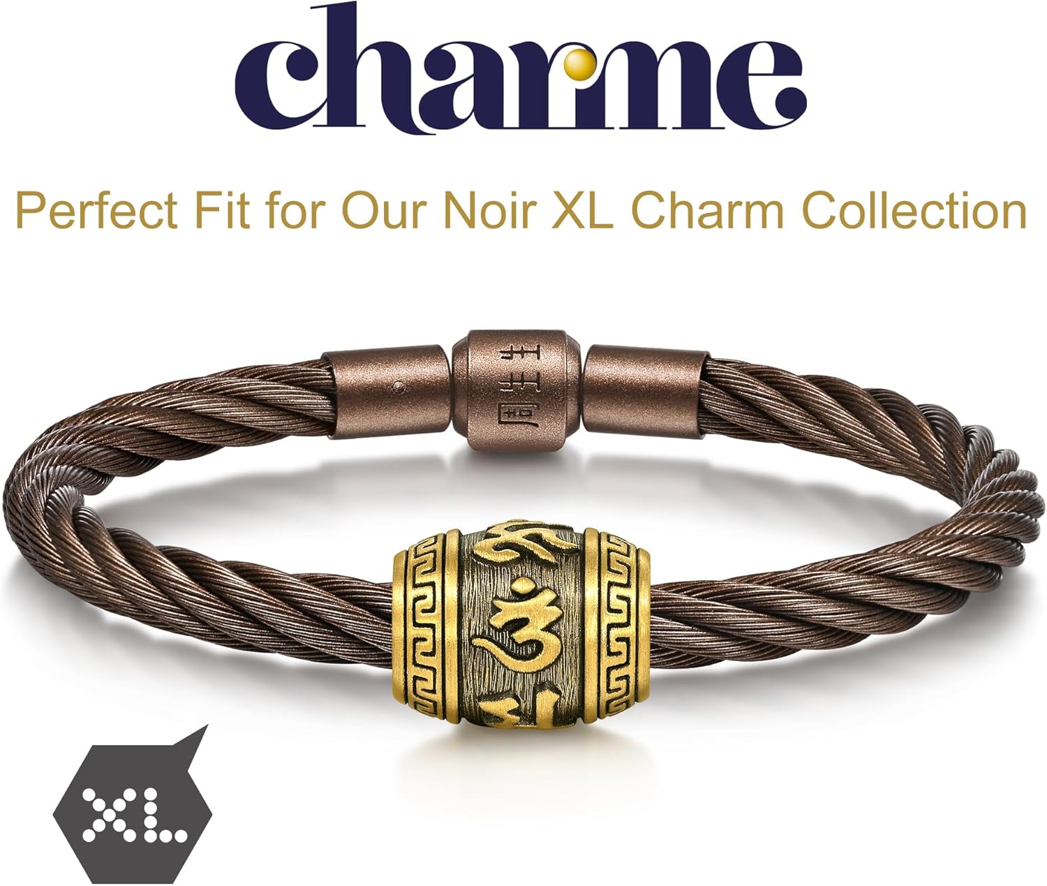 CHOW SANG SANG Bold Twisted Stainless Steel Chestnut Brown Bracelet for Women & Men 19cm