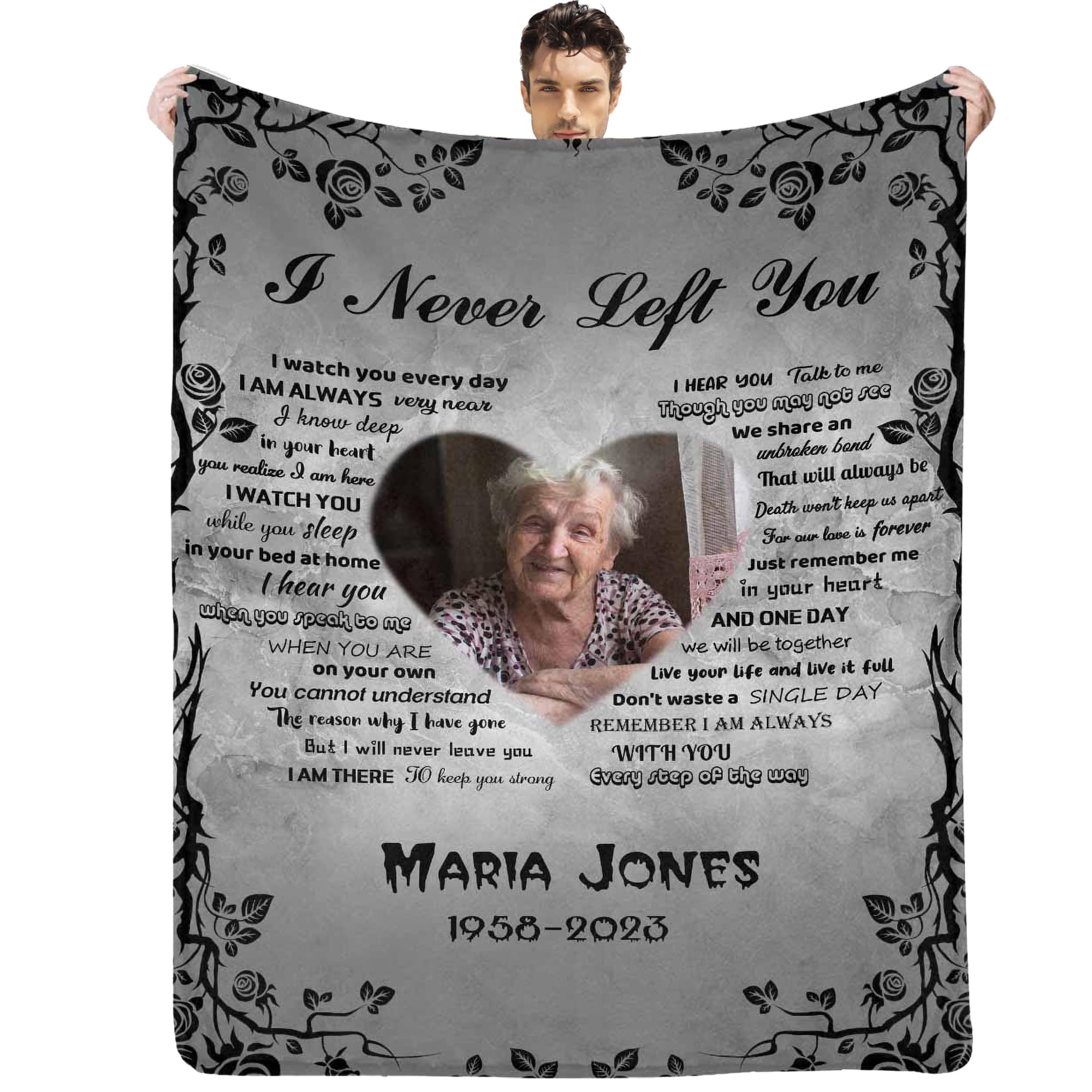 Personalized Memorial Blanket, Custom Memory Blanket for Loved Ones Lost