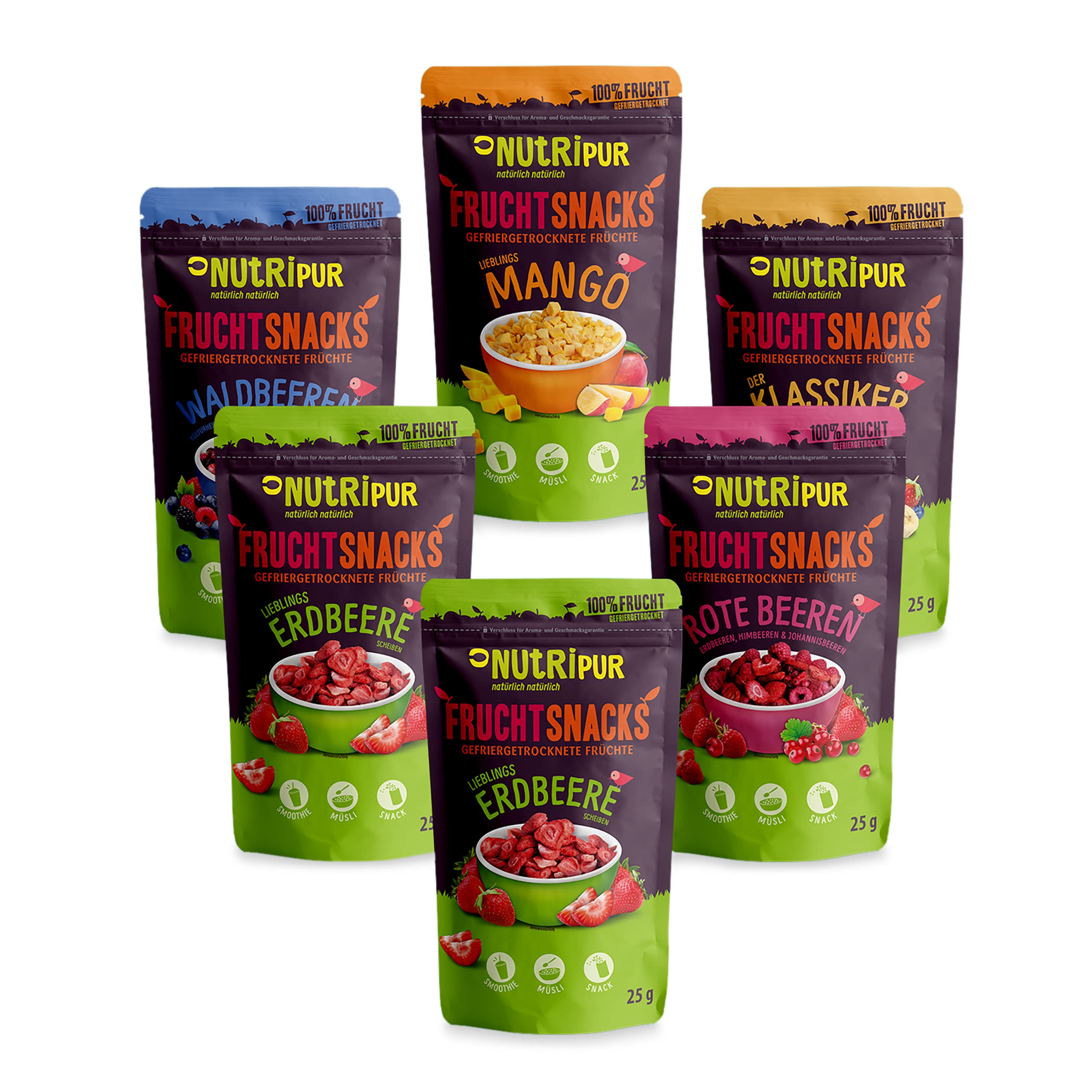 NutriPur Gefriergetrocknete Früchtemix (6x25 g)