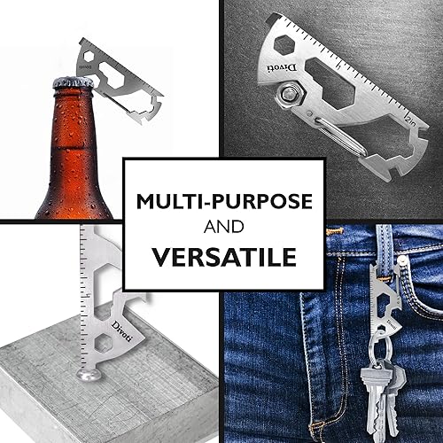 Miniatura 5 de STEEL HAWK - Llavero de mosquetón de intendencia multiherramienta, multiherramienta 17 en 1 con abridor de botellas + herramienta EDC, ciclistas,