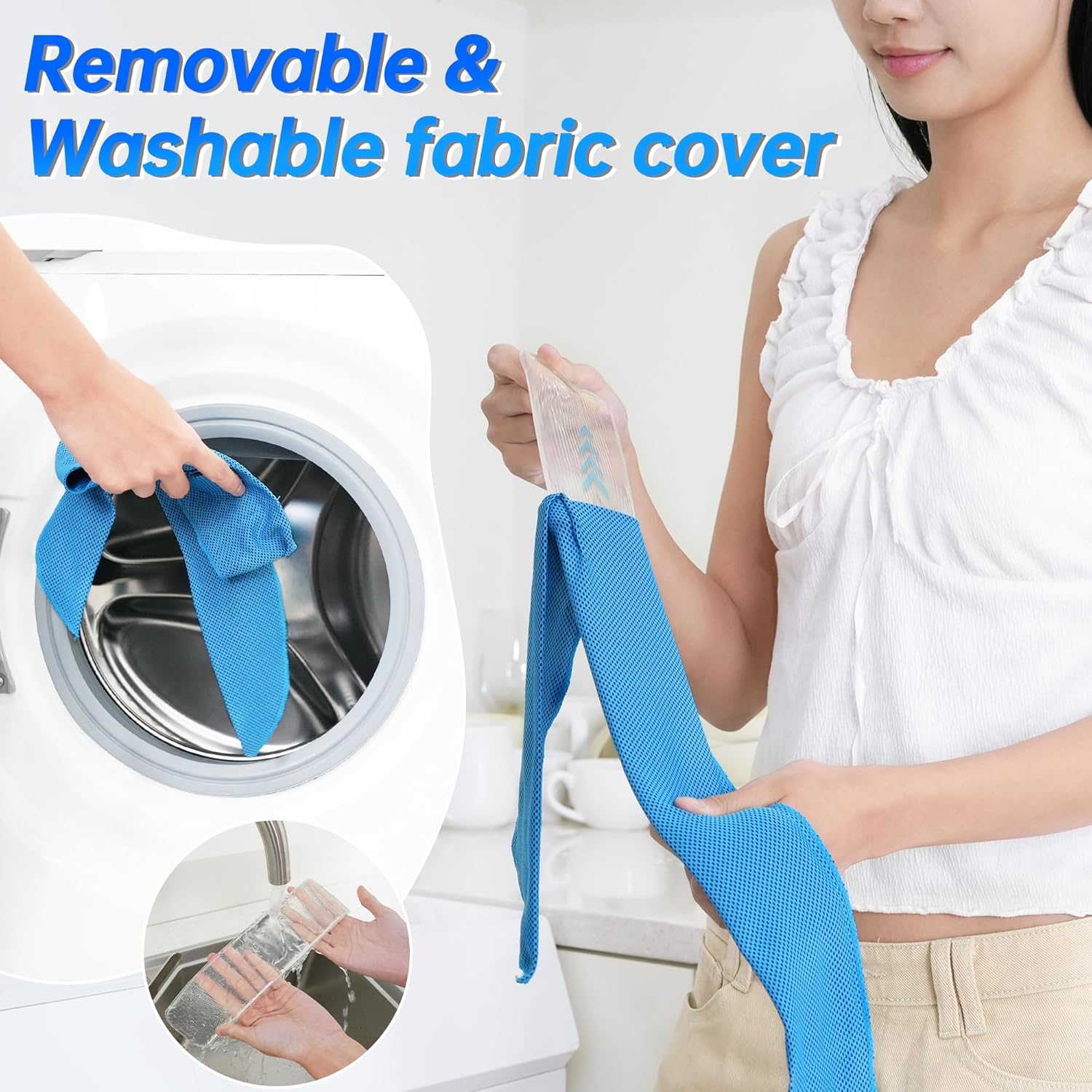 2-Pack Cooling Neck Wraps, Removable Fabric Cover + 220g high‑Efficiency Gel, Neck Coolers for Hot Weather, Leak-Proof Ice Pack, 360° Soft Wrap, Cool Relief