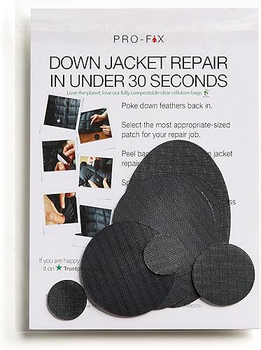 PRO FIX - Parches de reparación para chaquetas, fáciles de usar, precortados, autoadhesivos, suaves, impermeables, resistentes al desgarro, tela de
