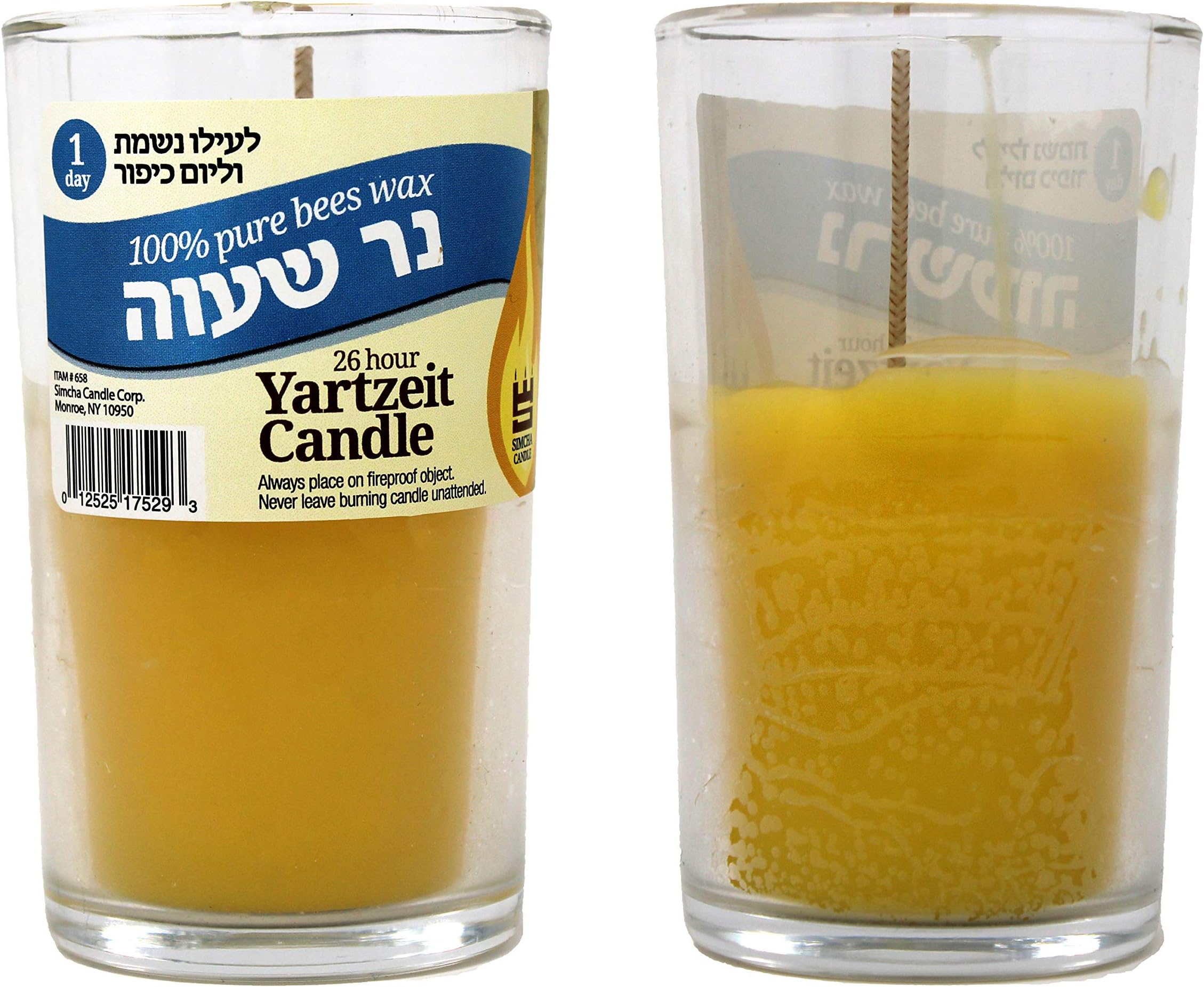 Yehuda, Yahrzeit Memorial Candle, Glass Tumbler (24 Pack