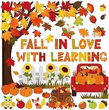 135 Pieces Fall Classroom Bulletin Board Decorations Autumn Thanksgiving Fall Tree Bulletin Board Decorations Maple Leaves Fall Tree Cutouts for Home Classroom Wall Bulletin Board Decor