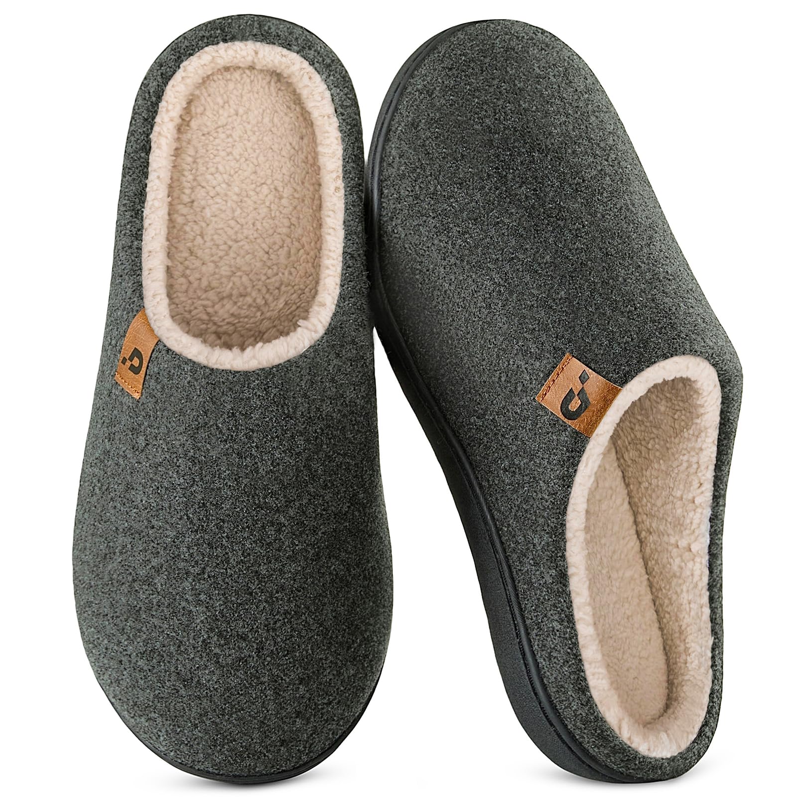 Misolin Pantofola Uomo Calde Feltro Ciabatte Casa Invernali in Memory Foam | Fodera in Sherpa, Calzata Ampia, Morbide & Comode Slippers, Lavabile in Lavatrice, Antiscivolo, Interno/Esterno, Regali