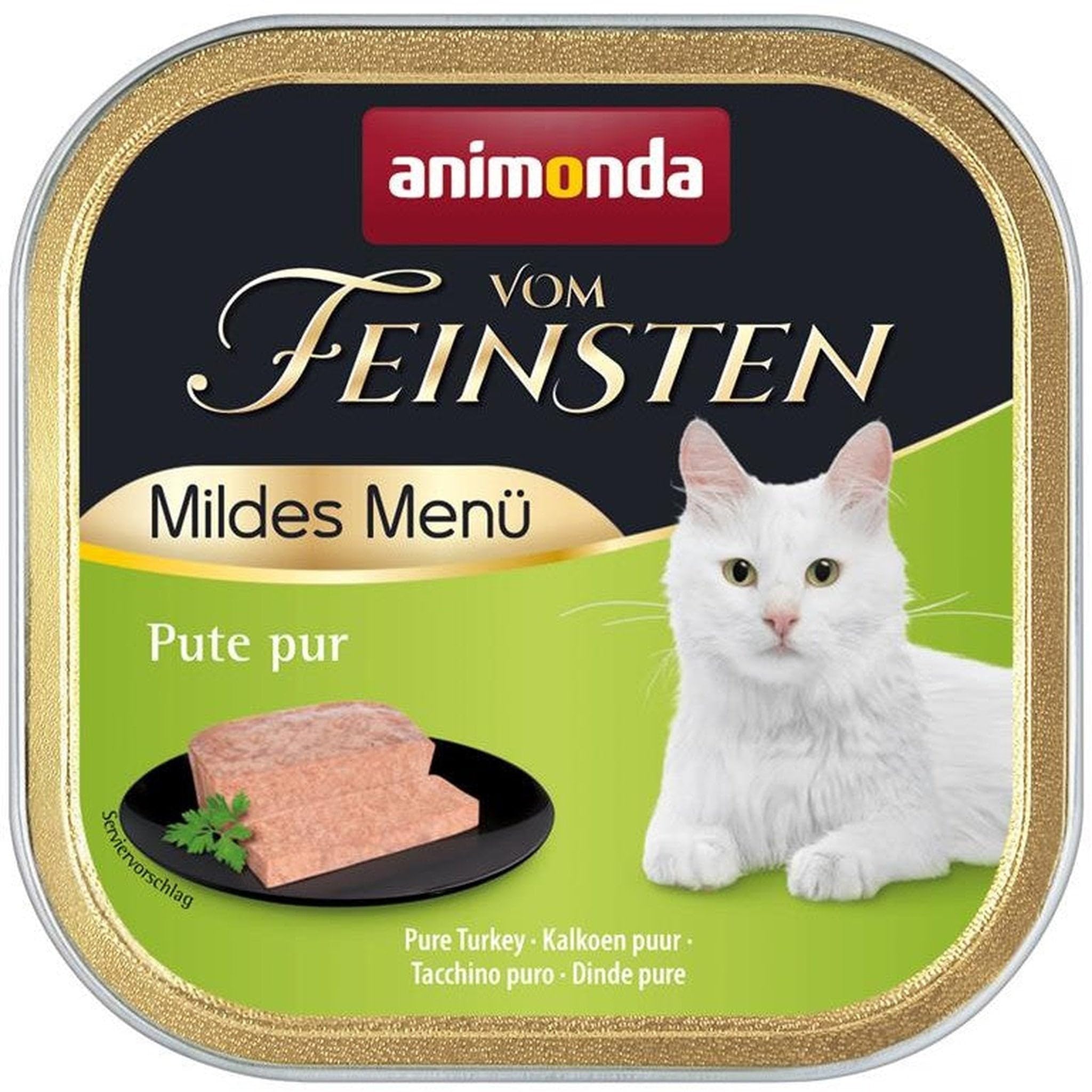 animonda Vom Feinsten Comida húmeda para Gatos Adultos, Comida húmeda para Gatos Adultos, menú Suave, Pavo Puro, 32 x 100 g