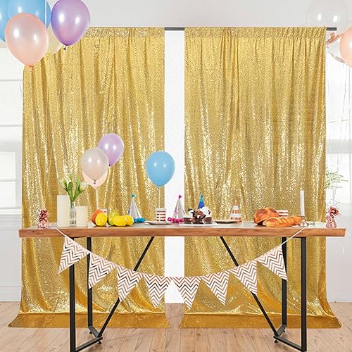 Miniatura 6 de SquarePie Cortina de fondo de lentejuelas color rojo, 2 x 8 pies, 2 piezas de satén con parte trasera brillante para bodas, fiestas