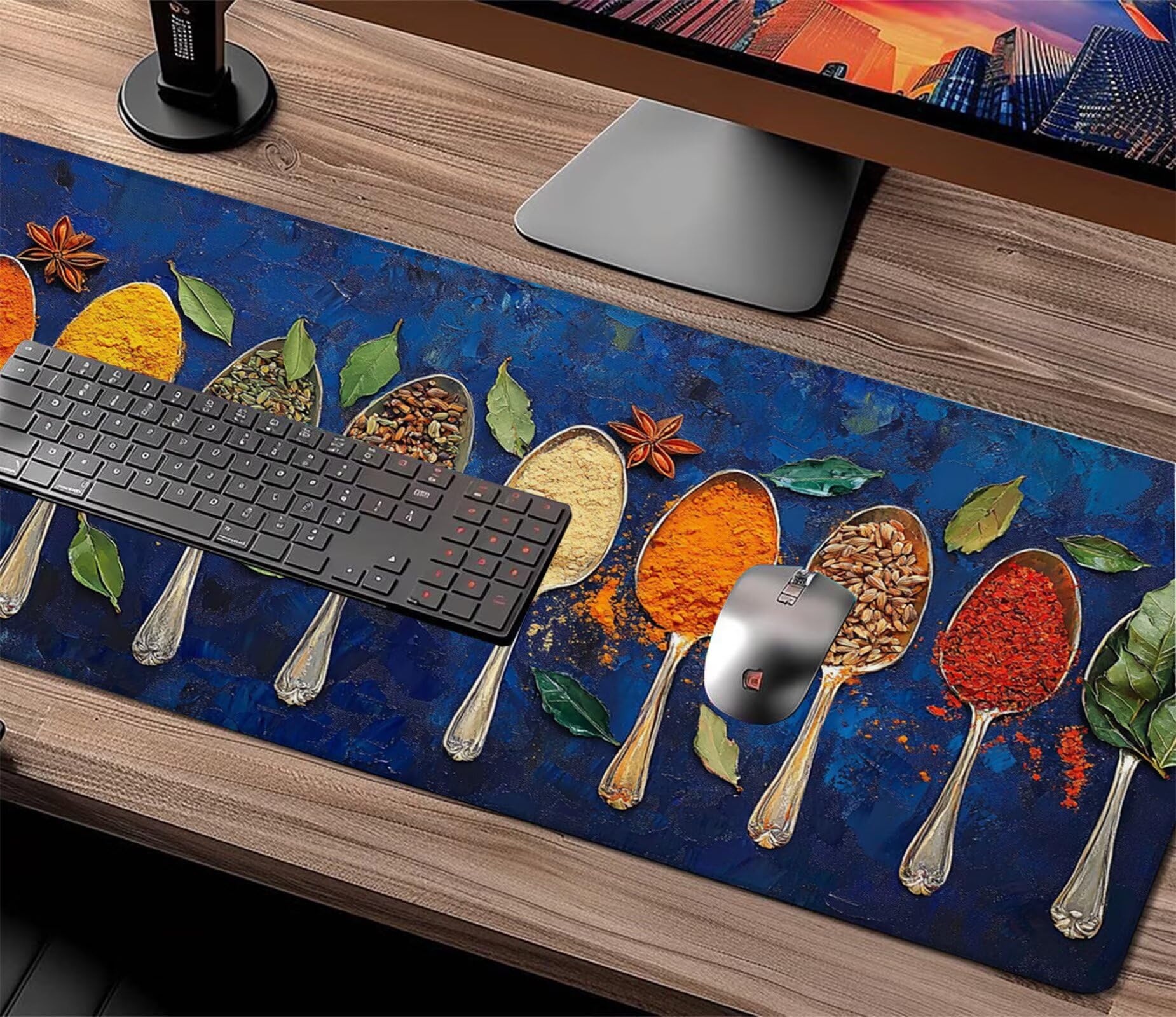 Grand Tapis de Souris Gamer 1600x800mm,Tapis de Souris Cuisine Tapis de Souris Gaming,Tapis Souris Assaisonnement Tapis Bureau Antidérapant Imperméable,Mouse Pad Bords Cousus,Accessoire Gaming X1-1532