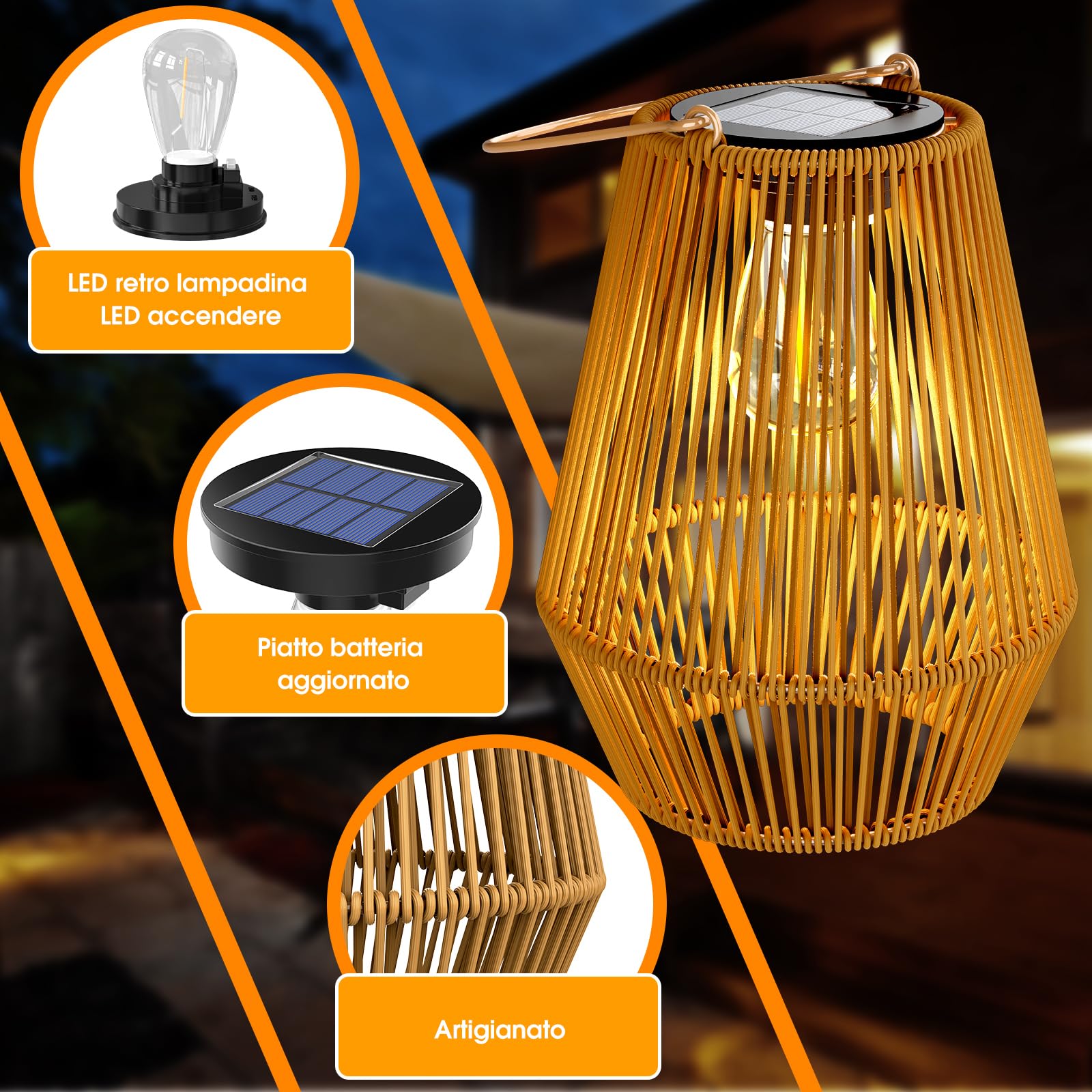 Lanterne da Esterno, KagoLing Lanterne Solari da Esterno 1 Pezzi IP65 Impermeabile Lampada Solare da Giardino per Natale Feste Decorazioni natalizie