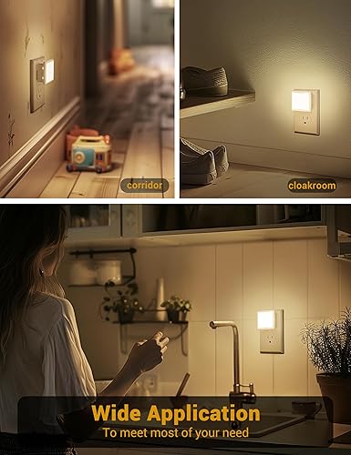 Miniatura 9 de JandCase Luz nocturna azul luces nocturnas enchufables a la pared 4 paquetes luz nocturna con sensor de luz del atardecer al amanecer luz azul de 03