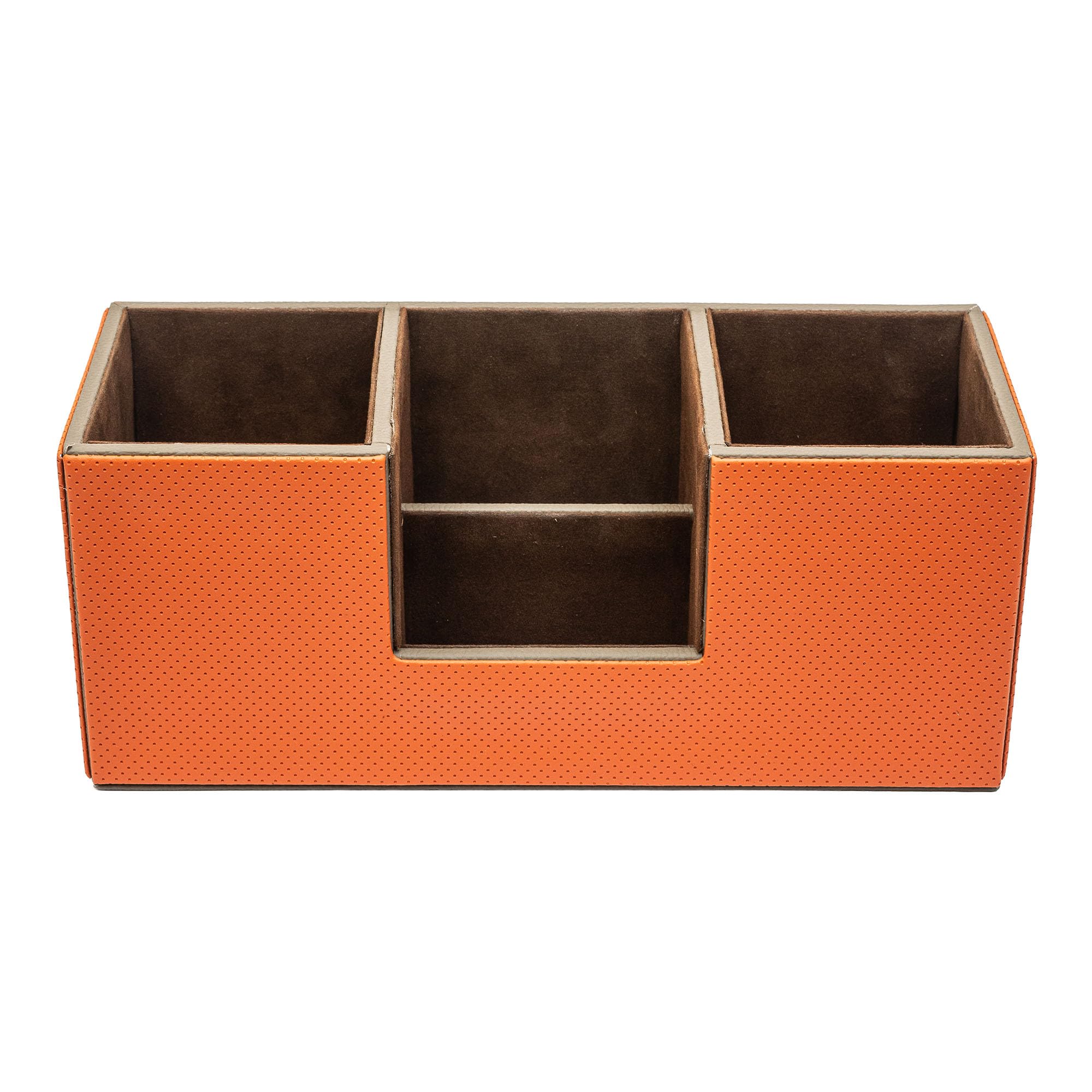 AI DESIGN CO. Office Desk Organizer Caddy | Vegan Leather & MDF Stationery Storage | Tabletop Workspace Accessories Holder for Home & Office Desk | Ember Collection - Terracotta Moss, Big-image-23