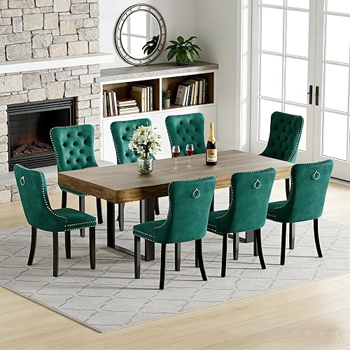 Miniatura 33 de Goujxcy Juego de mesa de comedor extensible de 7 piezas para 6, 63-78 pulgadas, juego de mesa de cocina marrón rústico con 6 sillas grises copetudas