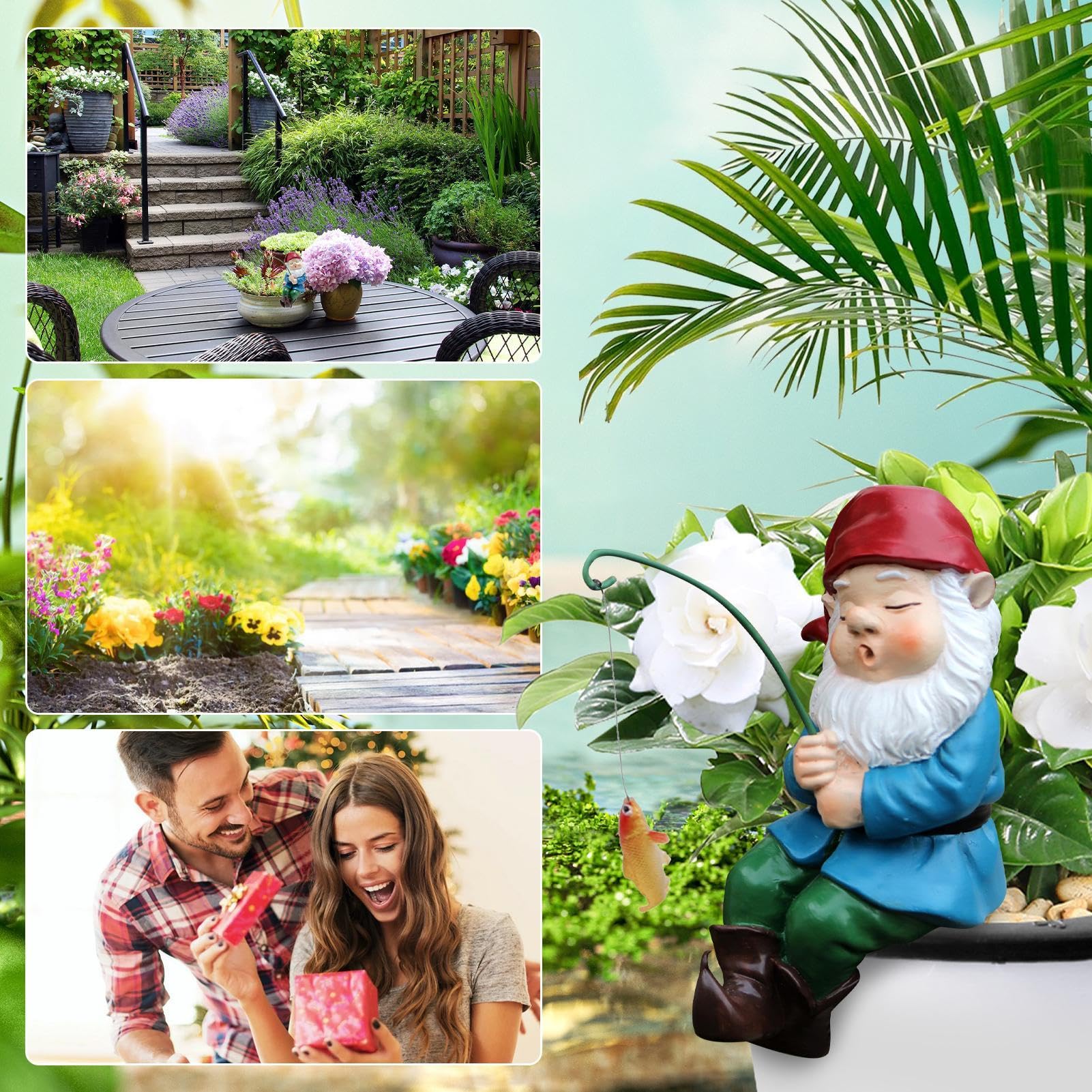 Nain Pêcheur De Jardin En Résine – Statue Amusante Petit Pêcheur – Décoration Étang, Pelouse, Cour