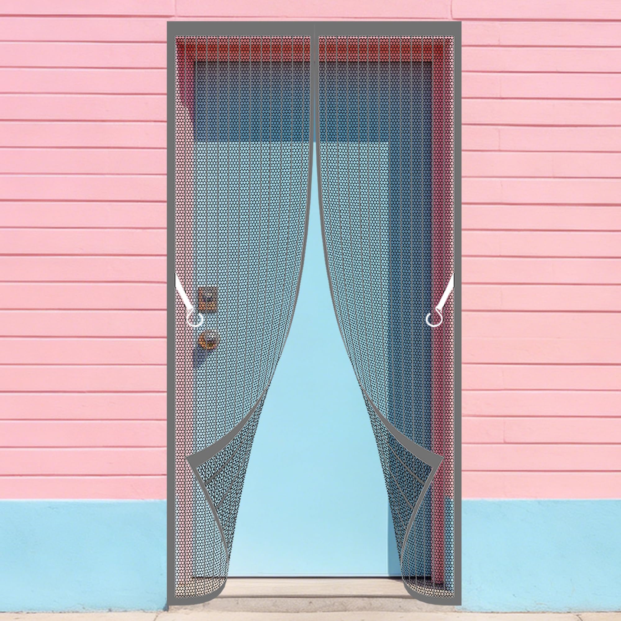 Magnetic Fly Screen Door 80 x 290 cm Automatically Closes Heavy Duty Mesh Bug Curtain Keeps Bugs Out for Home, Bedroom, Living Room, Kitchen, Patio, Grey