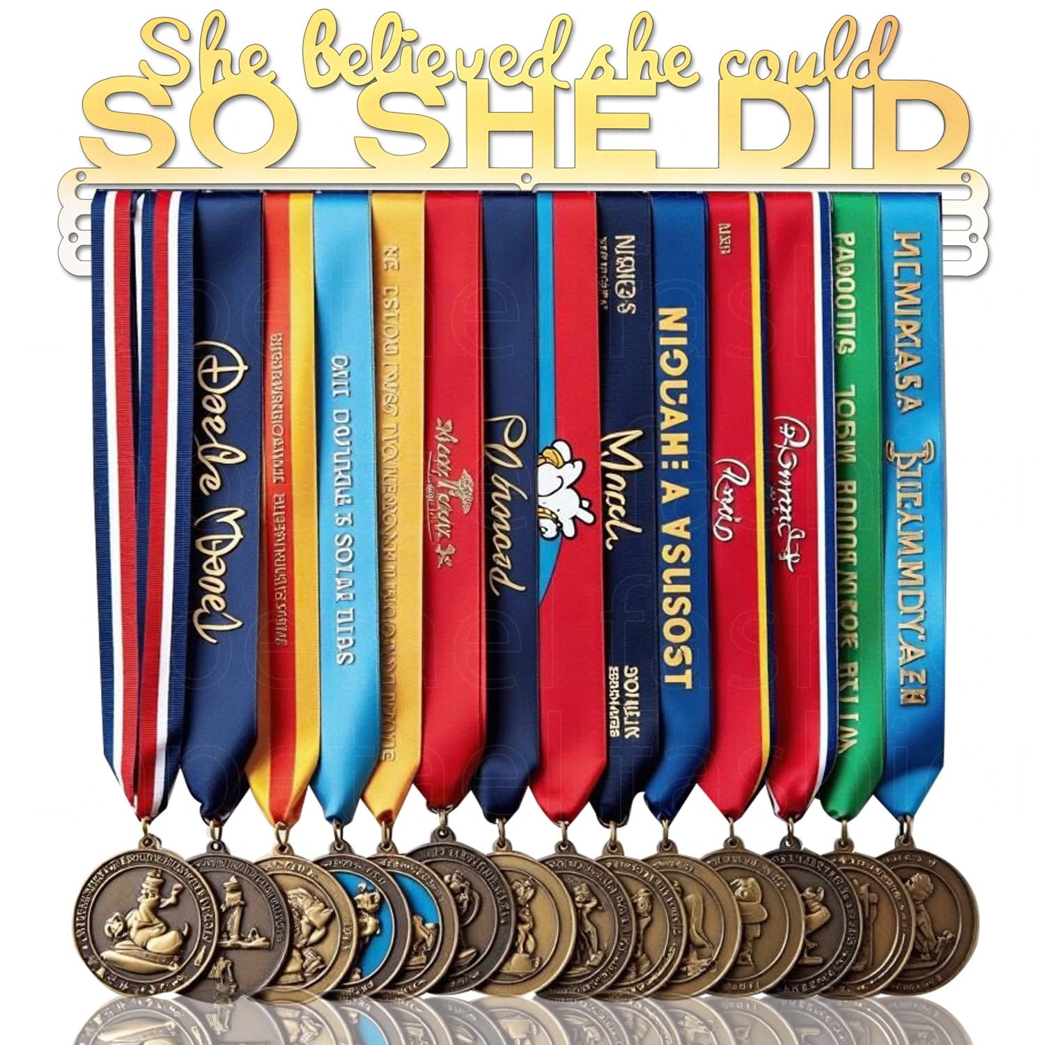 Lapetale Fashion Medal Holder Display Hanger Wall Rack Frame -Design Sturdy Mount Over 60 Medals Easy to Install Easy to Use Gymnastics,Soccer,