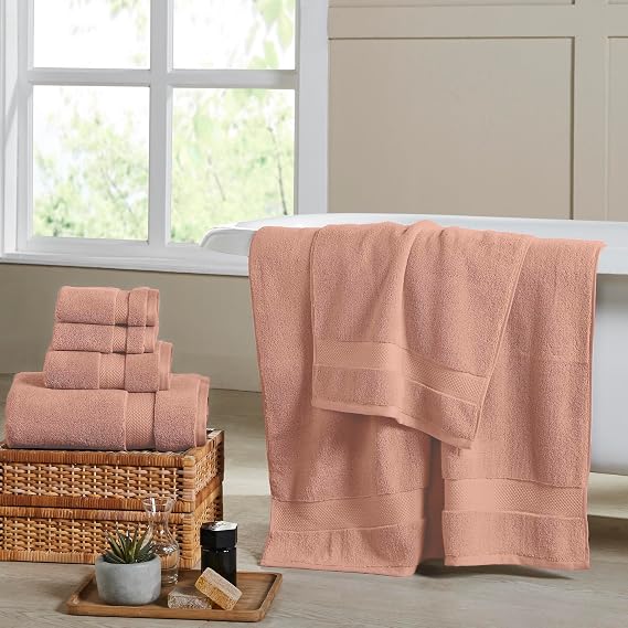 Modern Threads Luxury 6-Piece Quick-Dry Towel Set Plush & Ultra-Absorbent for Spa-Like Experience, Clay