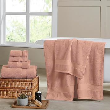 Modern Threads Luxury 6-Piece Quick-Dry Towel Set Plush & Ultra-Absorbent for Spa-Like Experience, Clay