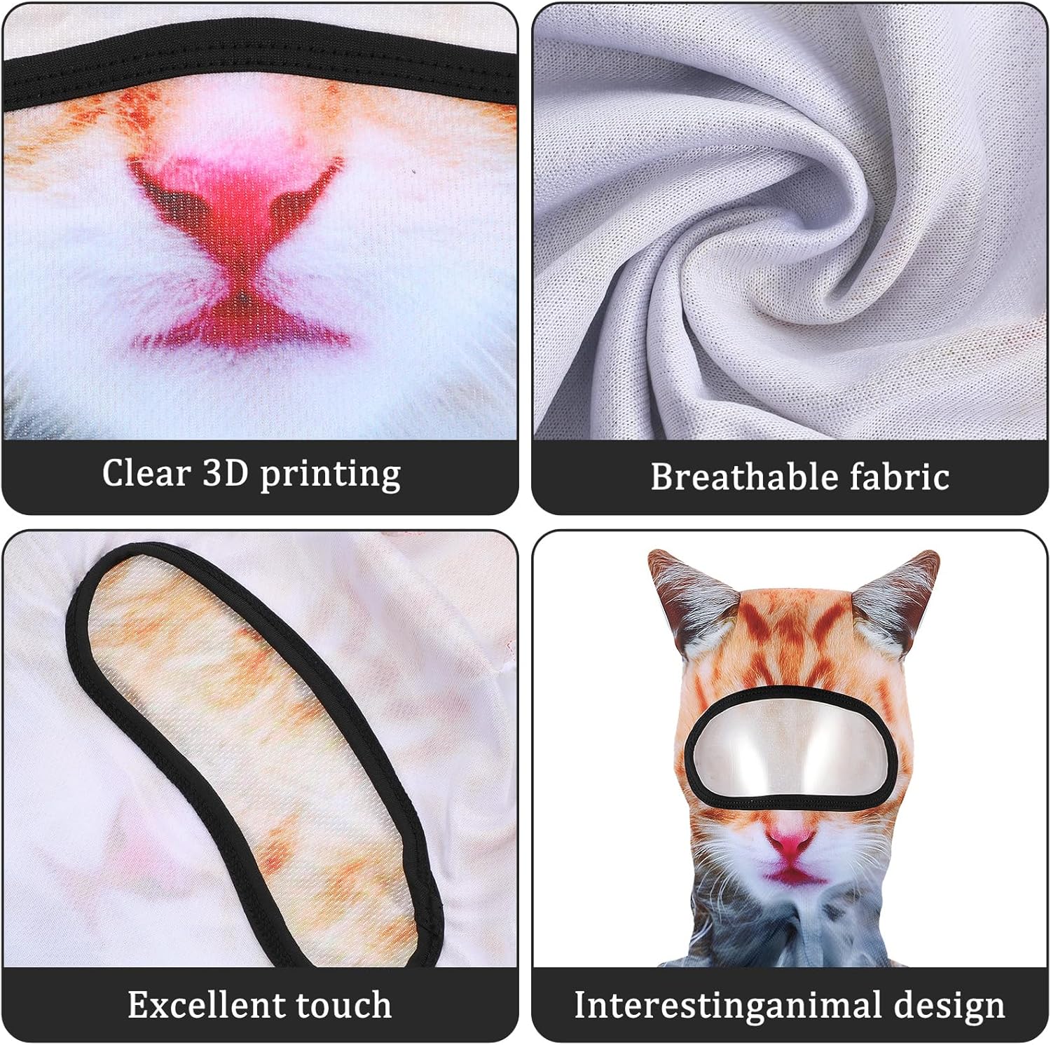 Cat Ski Balaclava 3D Sheisty Face Mask with Ears, Cute Windproof Animal Cover for Skiing Cycling Parties Music Festivals Raves Halloween Party Outdoor Activities - Image 5