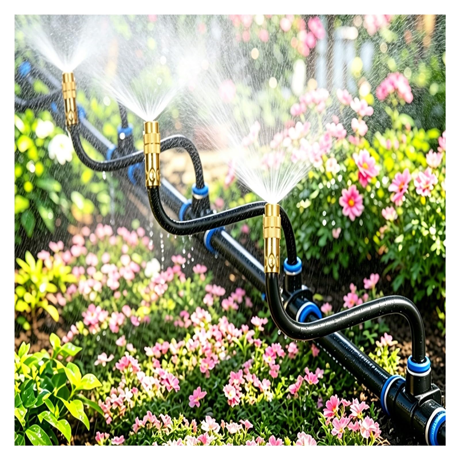 Kit di irrigazione a spruzzo Kit Di Irrigazione Da Giardino Flessibile E Modellabile 50m, Nebulizzazione Orientabile Per Serre Con Direzione Del Getto E Portata D'acqua Regolabili(394"/10m/32.8')