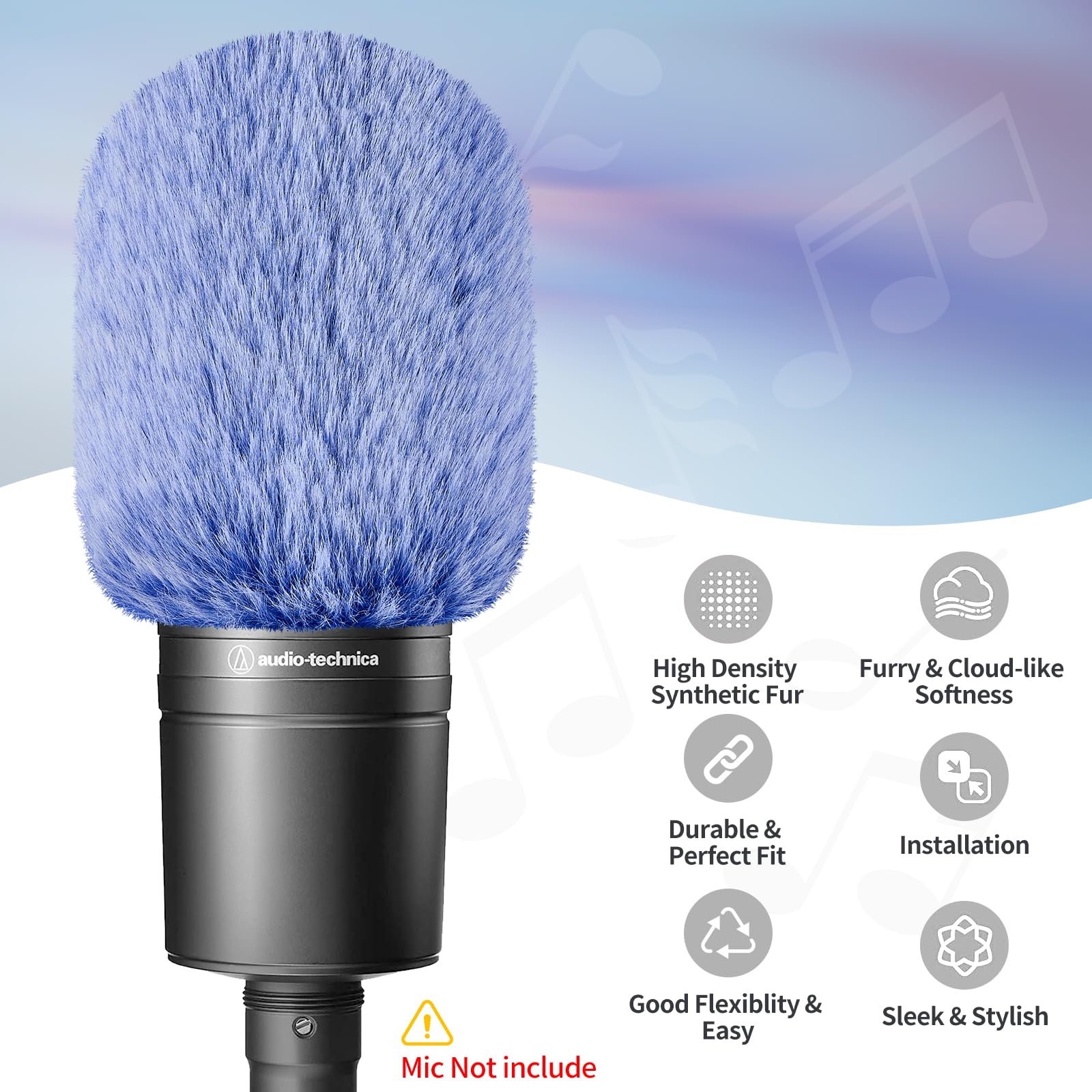 Filtro pop para micrófono Audio-Technica AT2020, cubiertas de micrófono de espuma con protector de parabrisas peludo, filtro de grabación acústica y ruido para AT2020USB AT2035 AT2040 AT2050 ATR2500