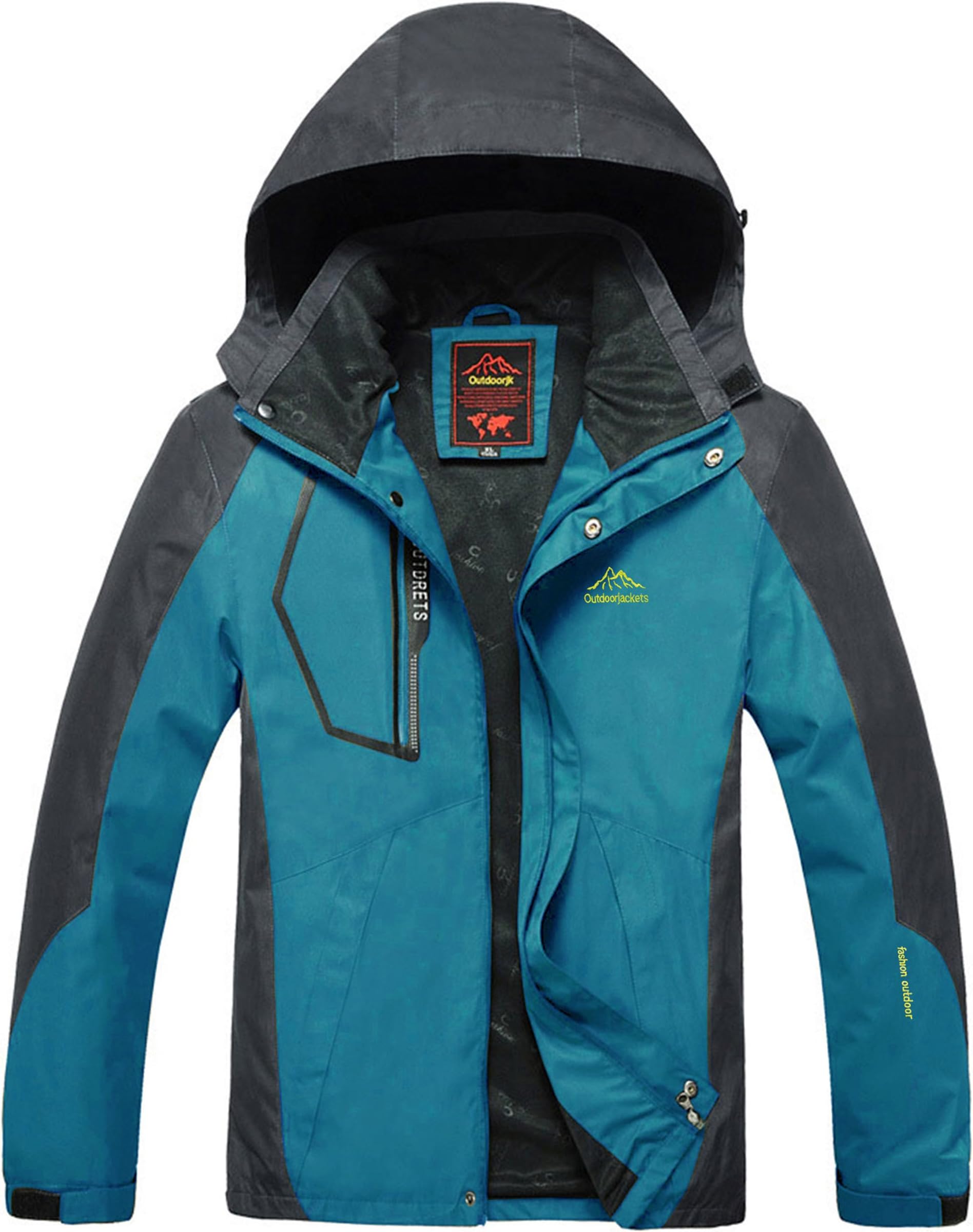 Cloudy Men Sportswear Hooded Softshell Outdoor Raincoat Waterproof Jacket(Denim Blue, US M/Asian 3XL)