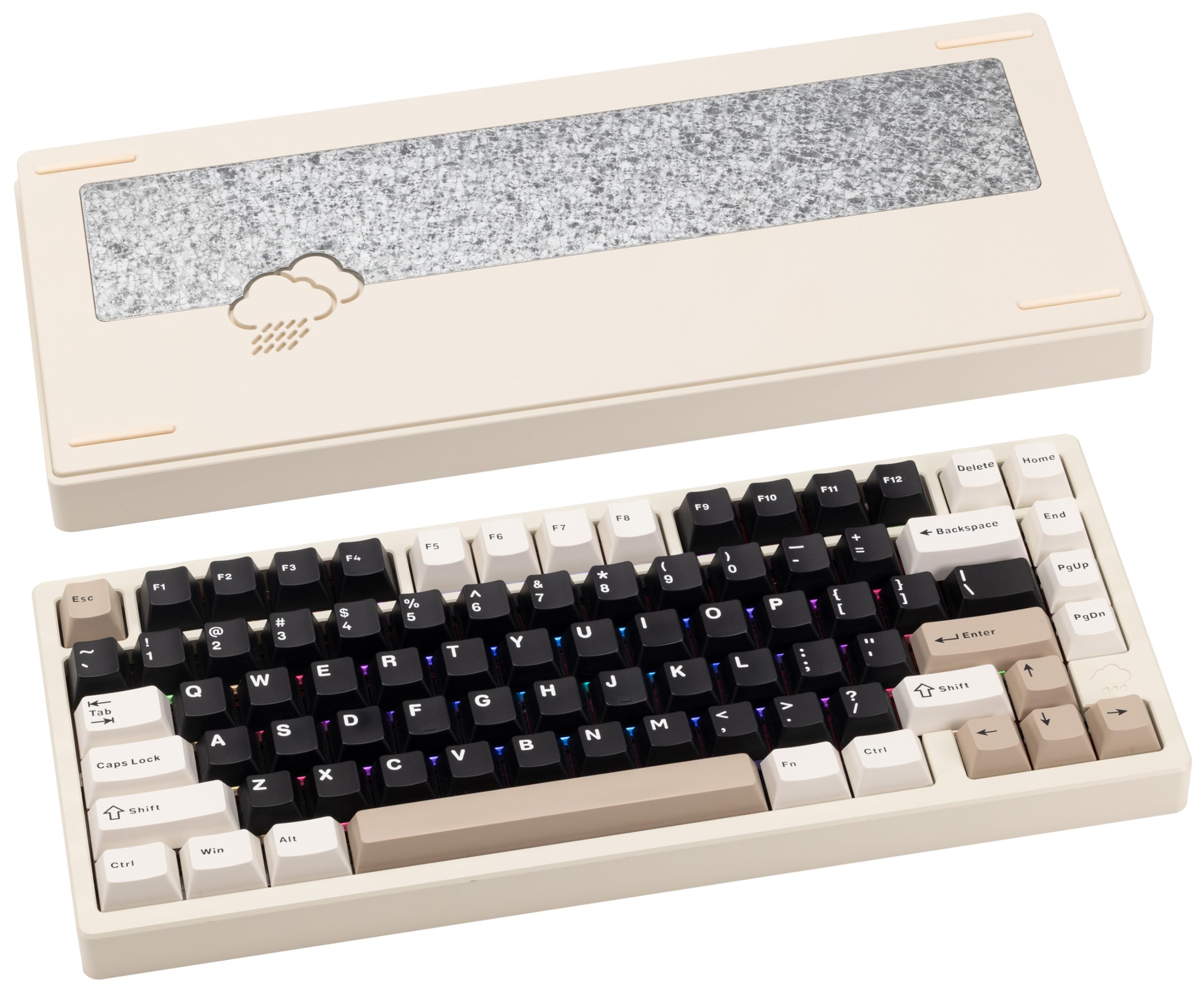WOBKEY Rainy 75 Aluminum Cocoa Switch Mechanical Keyboard with Superior Acoustics, Wired, BT, 2.4G wireless Connectivity (Pro - White)