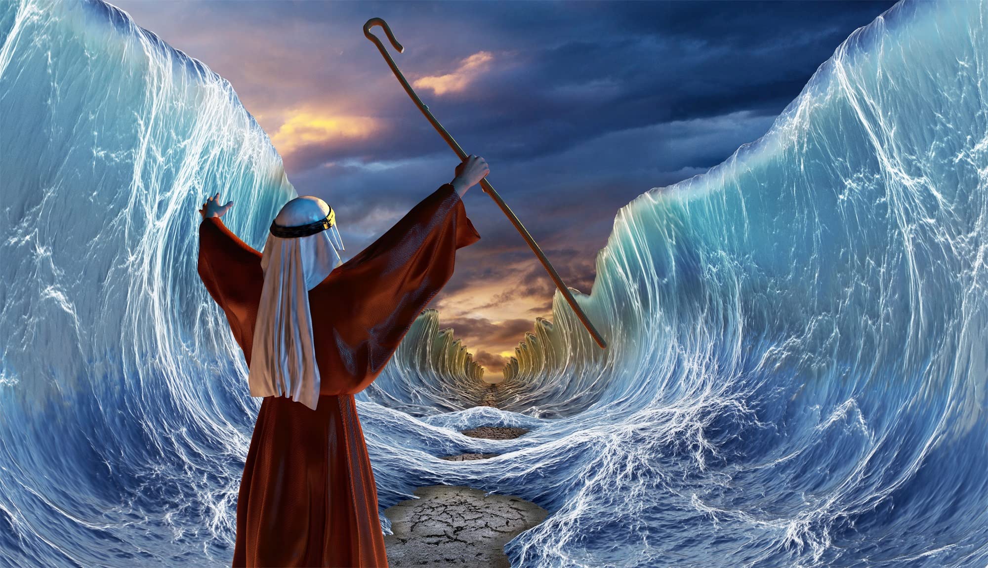 BELECO 5x3ft Fabric Moses Parting The Red Sea Backdrop Jewish Passover Backdrops for Photography Jews Pesach Party Decorations Holy Day Religious