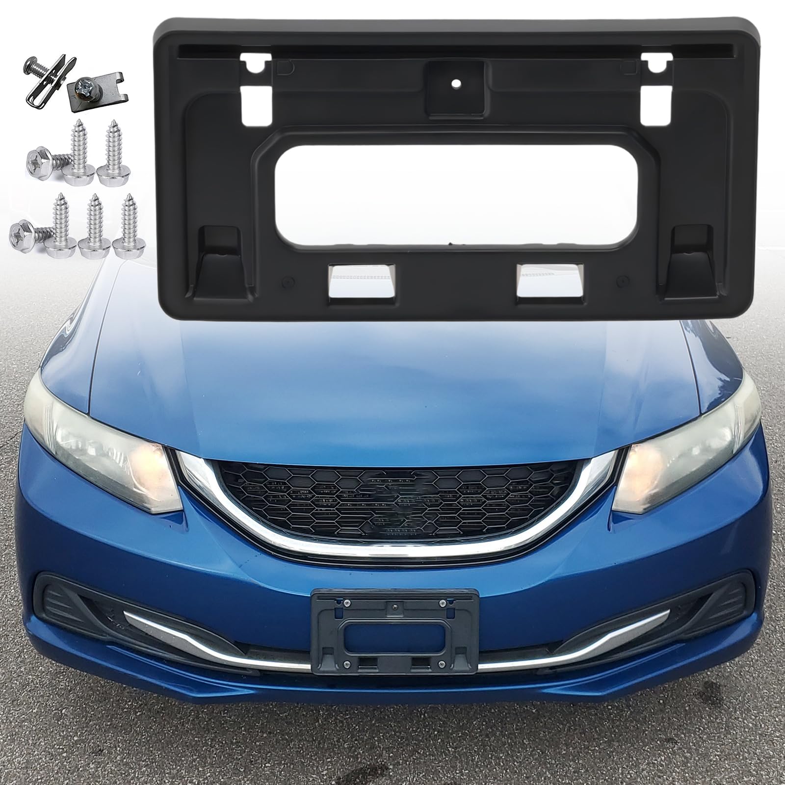 Photo 1 of FASTCHE Front Bumper License Tag Plate Frame Bracket Holder Compatible with 2013 2014 2015 Honda Civic Front License Plate Bracket Replace # HO1068114 71145TR3A50