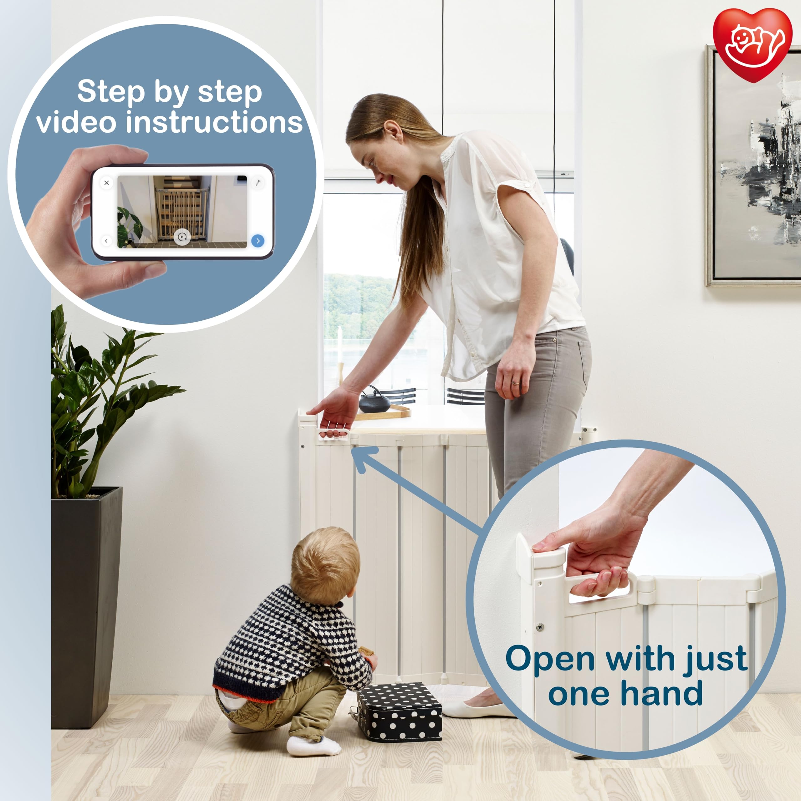 BabyDan Guard Me, Auto Einziehbares Treppenschutzgitter, passt für Öffnungen zwischen 55-89 cm, Weiß, Hergestellt in Dänemark - Babygitter/Sicherheitsgitter (Haustiergitter/Hundegitter)